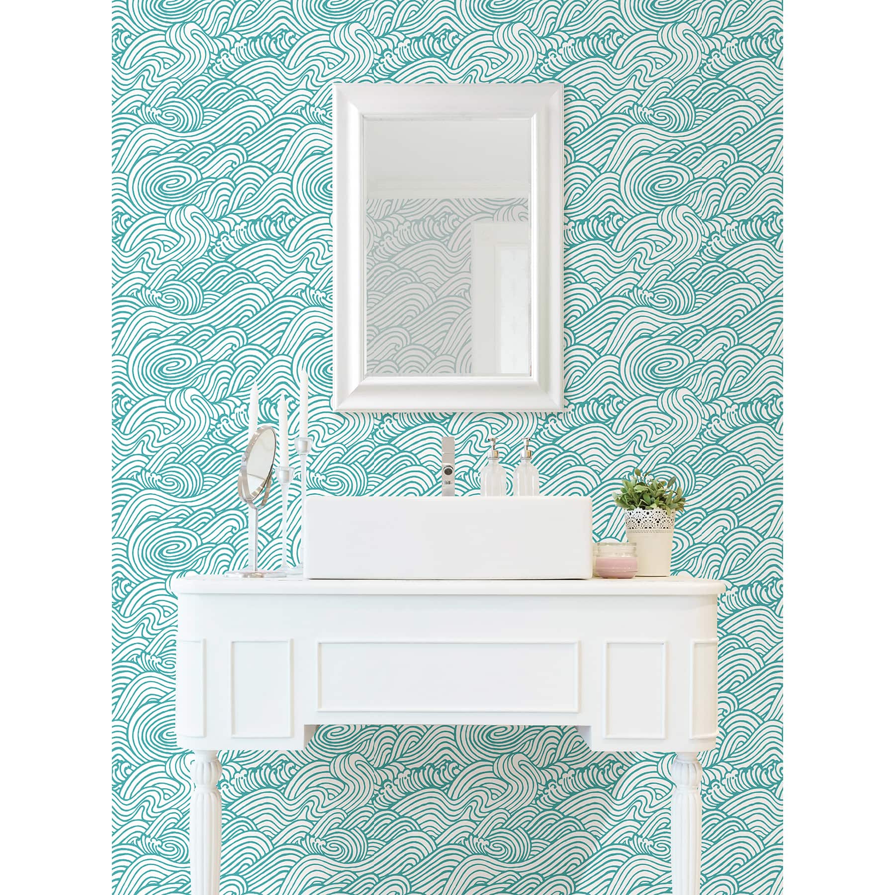 NuWallpaper Teal Saybrook Peel & Stick Wallpaper