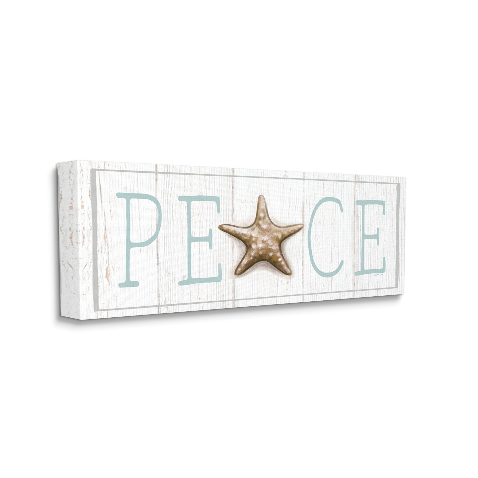Stupell Industries Peace Seasonal Starfish Sign Canvas Wall Art