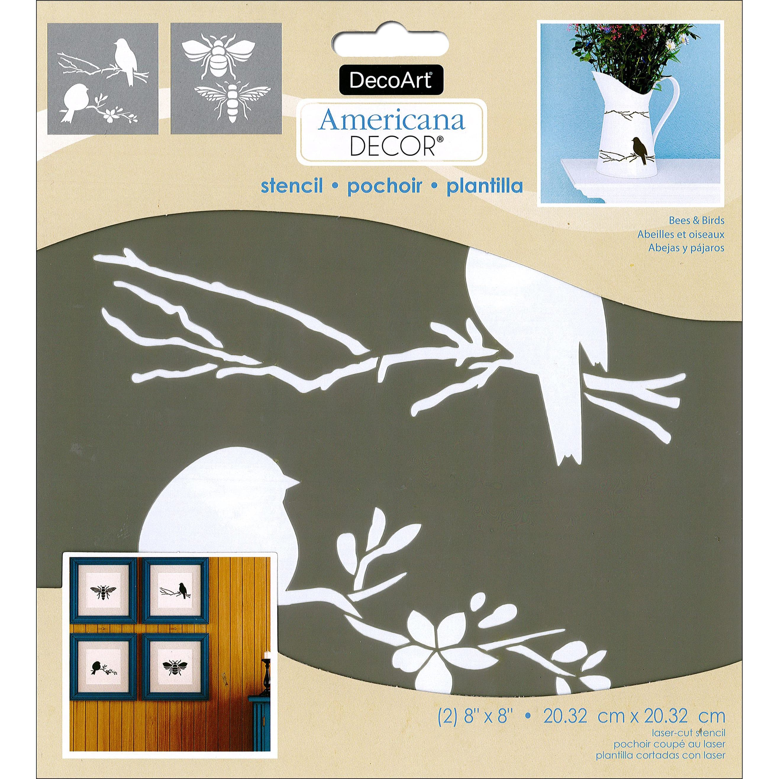 DecoArt Americana Decor 2ct. Bees & Birds Stencils, 8 x 8 By Deco Art