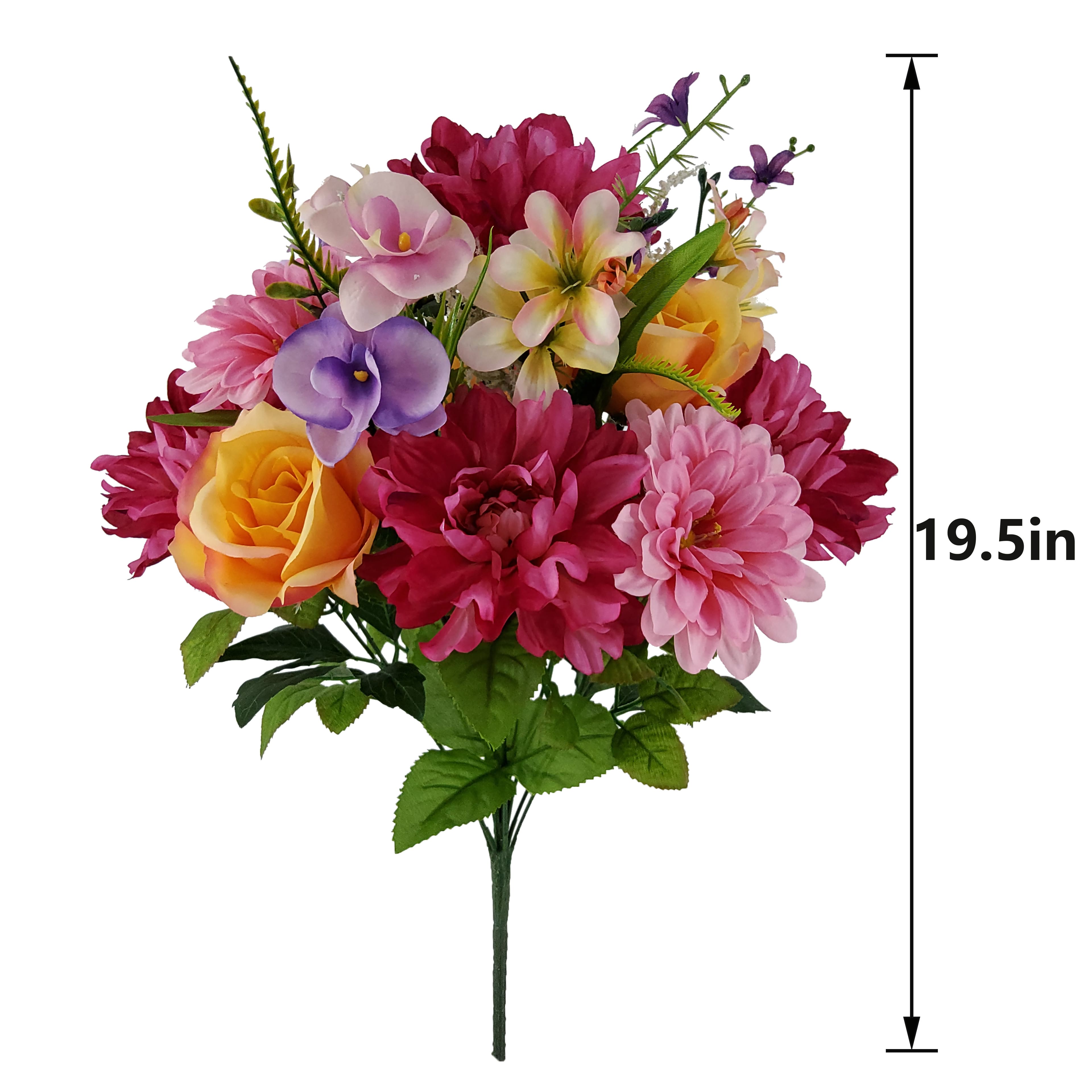 19.5&#x22; Pink &#x26; Purple Dahlia, Rose &#x26; Zinnia Bush by Ashland&#xAE;
