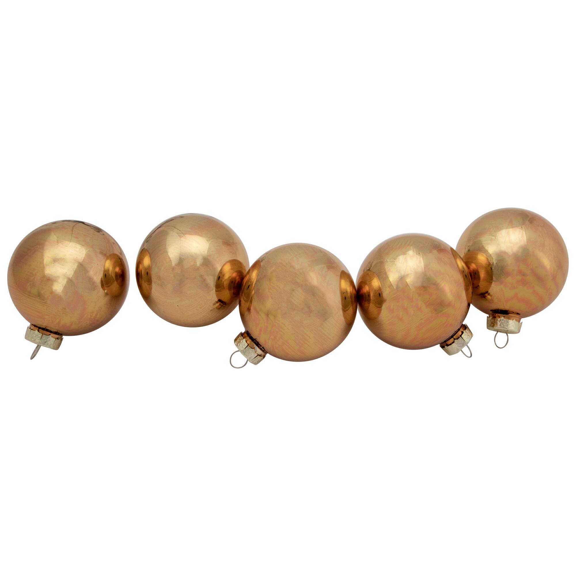 9ct. 2.5" Bronze 2-Finish Glass Ball Christmas Ornaments