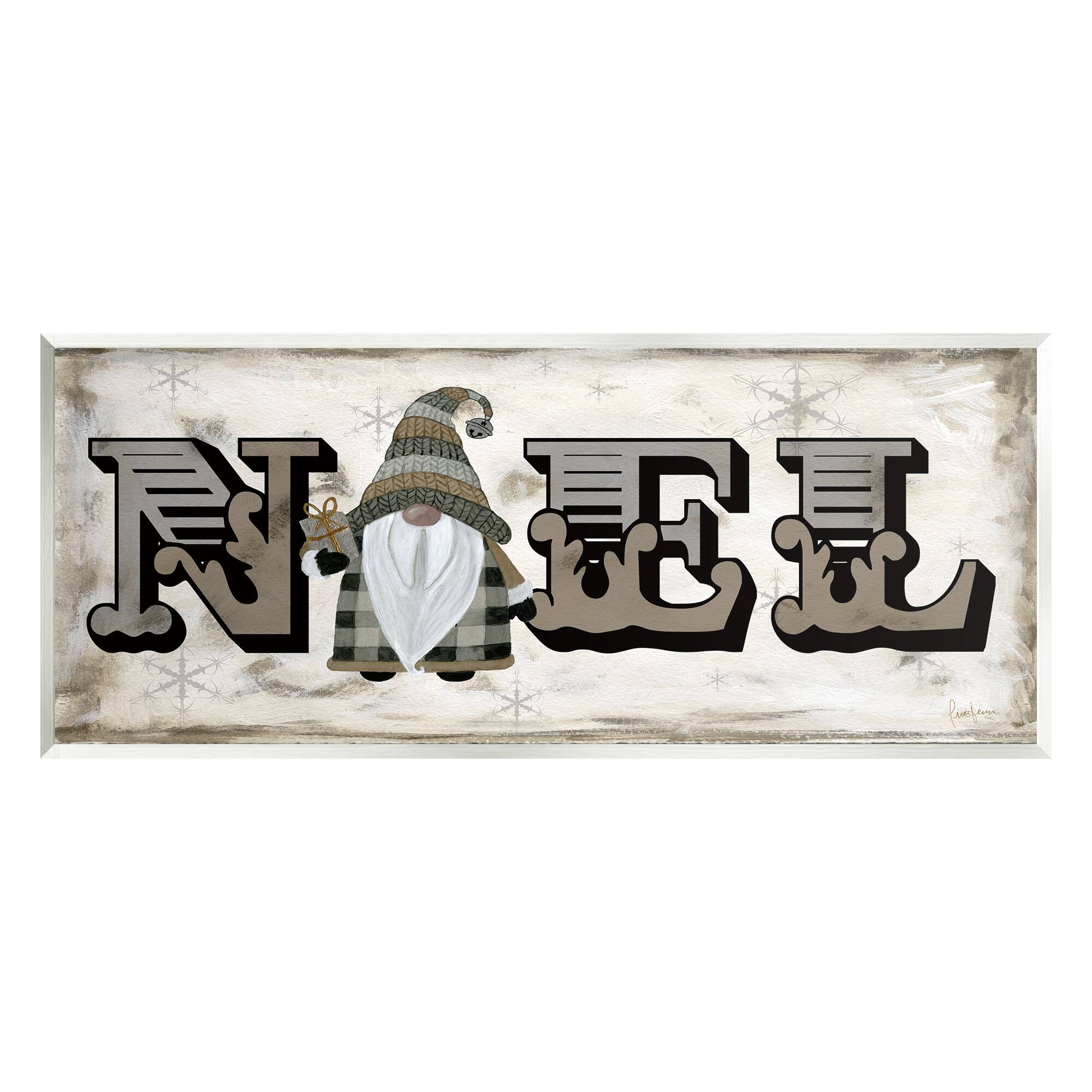 Stupell Industries Vintage Gnome Noel Phrase Wall Plaque Art