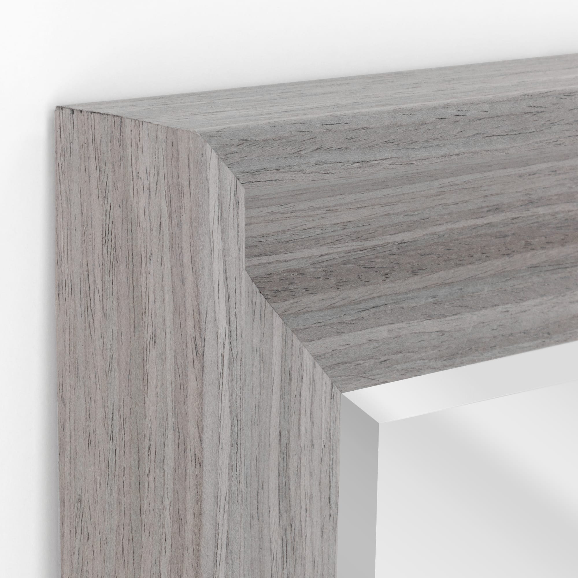 Head West Grey Wood Framed Beveled Accent Vanity Mirror