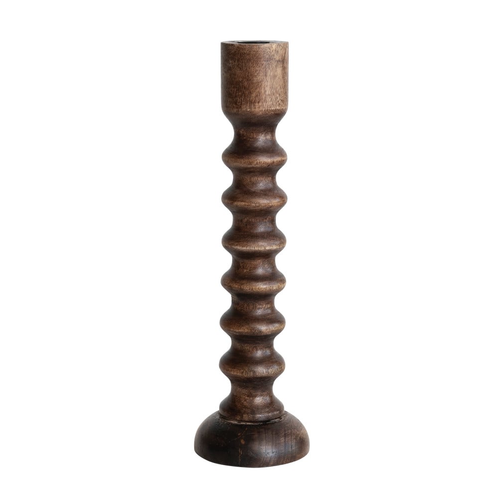 Hello Honey® Hand Carved Wood Taper Candle Holder