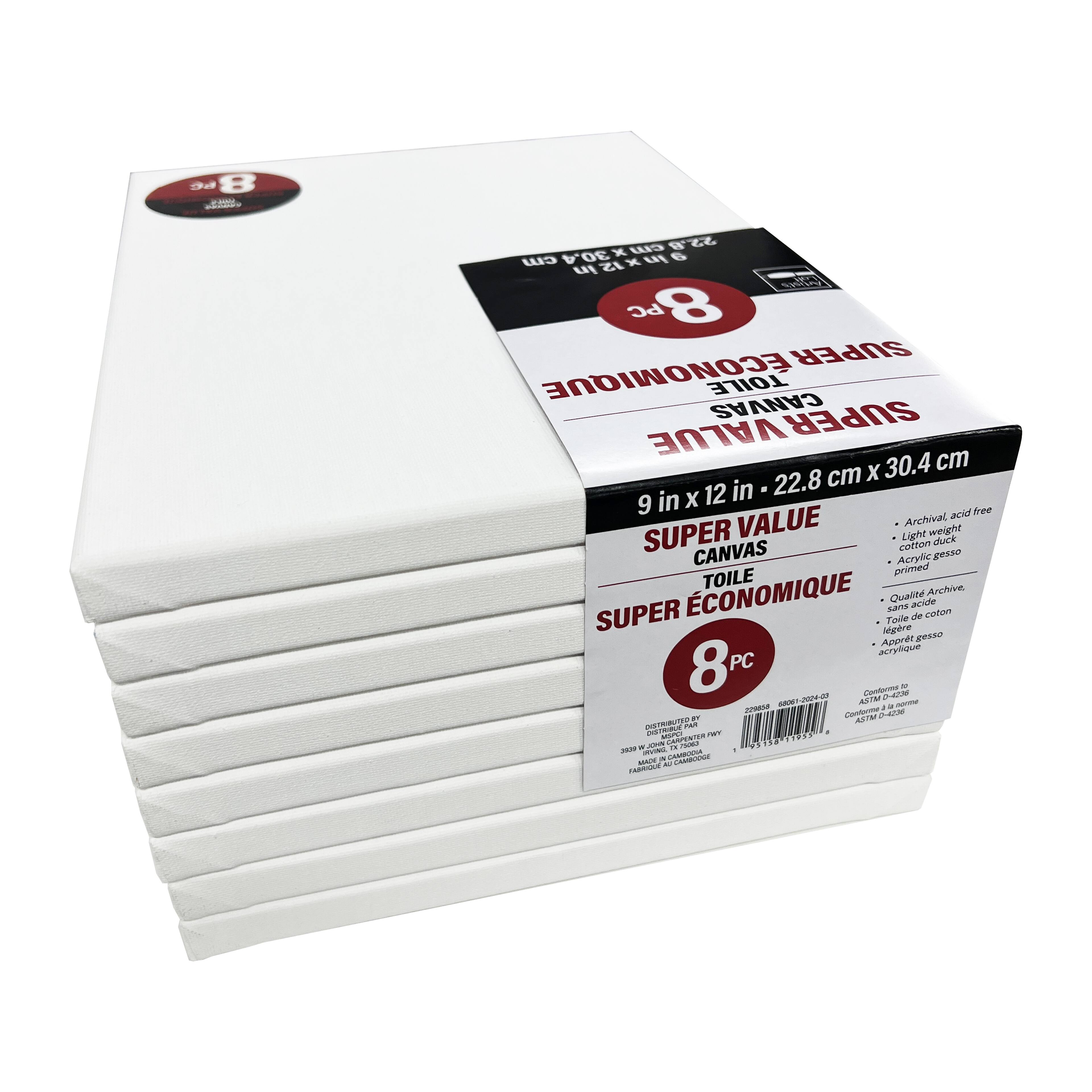 8 Pack 9" x 12" Super Value Canvas by Artist's Loft®
