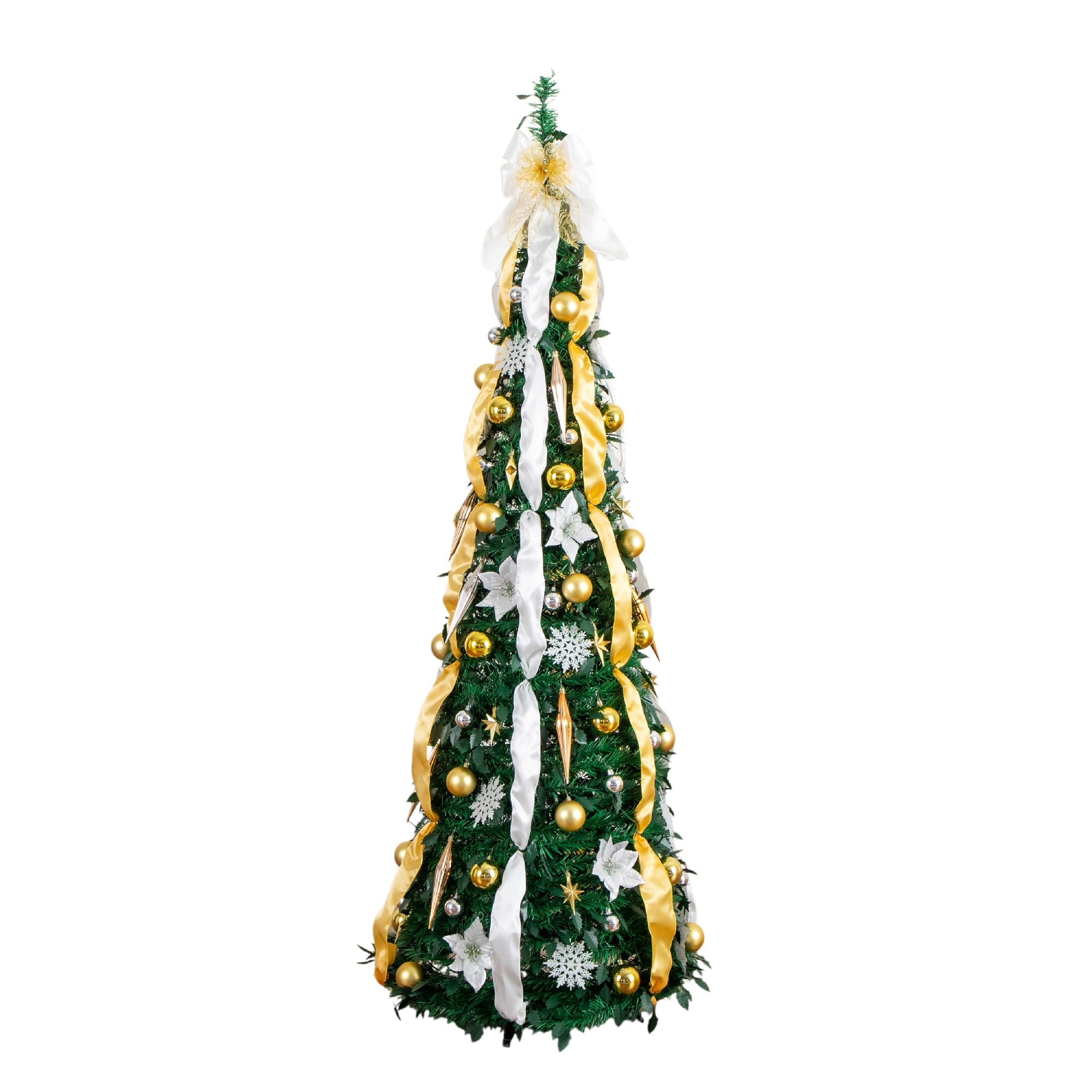6ft. Pre-Lit Pop up Pre-decorated Artificial Christmas Tree, Warm White LED Lights