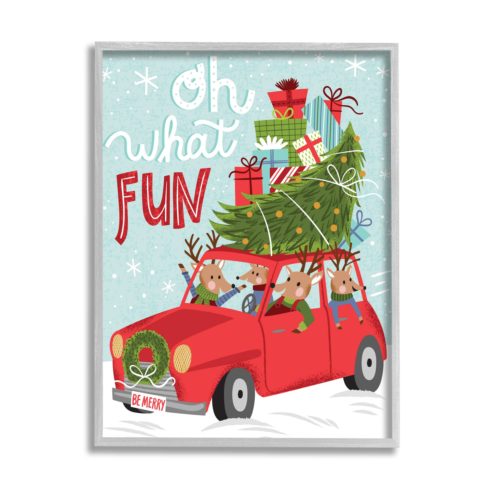 Stupell Industries Oh What Fun Holiday Car Framed Giclee Art