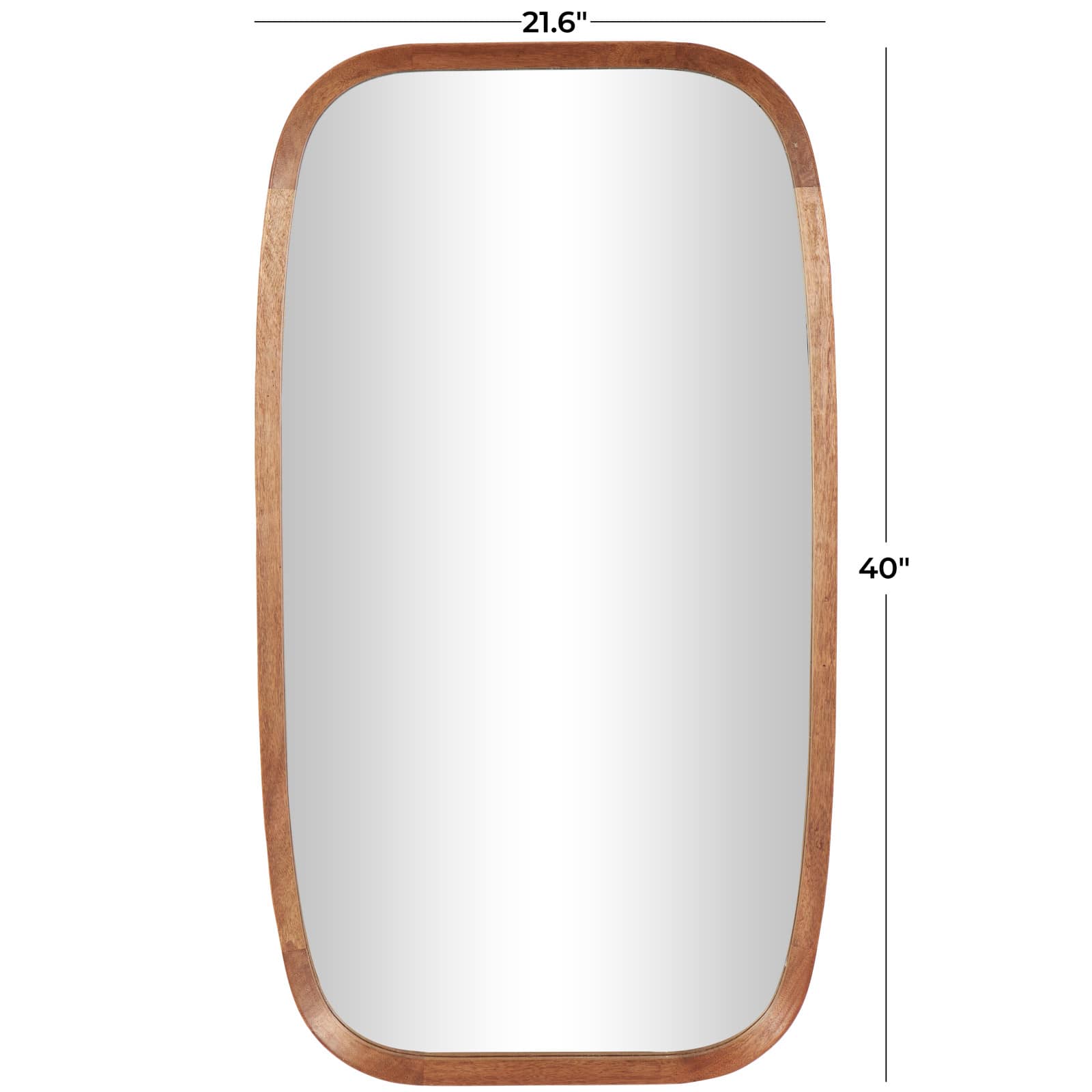 40&#x22; Brown Simplistic Wooden Wall Mirror with Rounded Edges