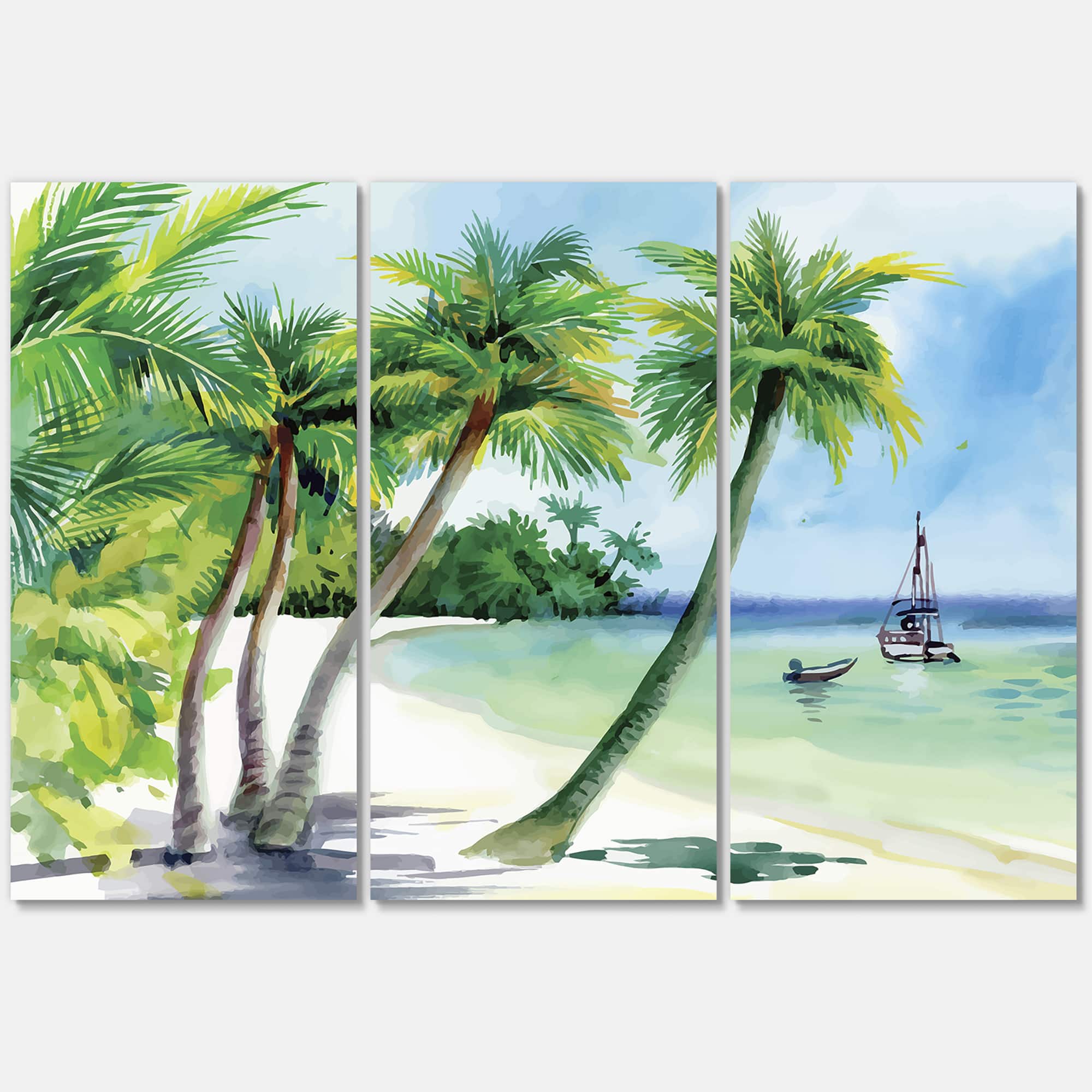 Designart - Summer Beach With Palm Trees