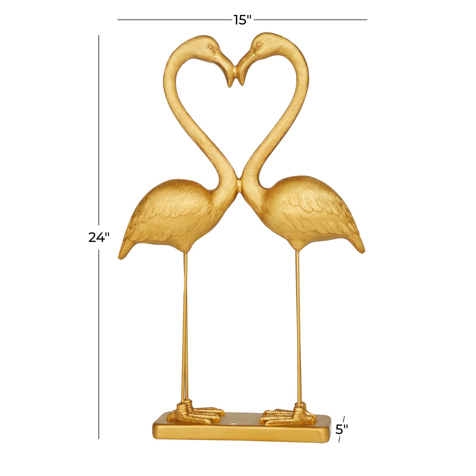 Gold Resin Eclectic Flamingo Sculpture 24&#x22; x 15&#x22; x 5&#x22;