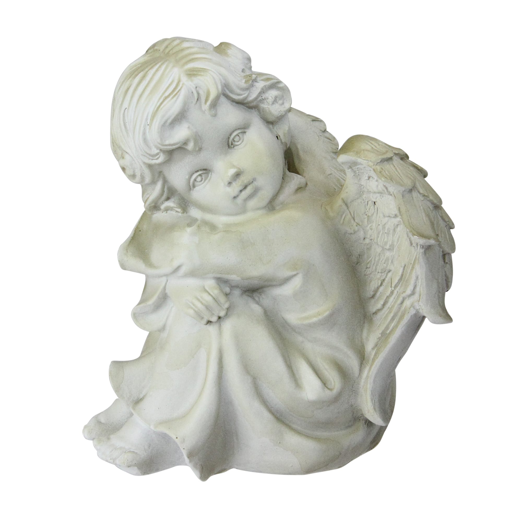 5.75&#x22; Heavenly Gardens Ivory Resting Cherub Angel Outdoor Statue