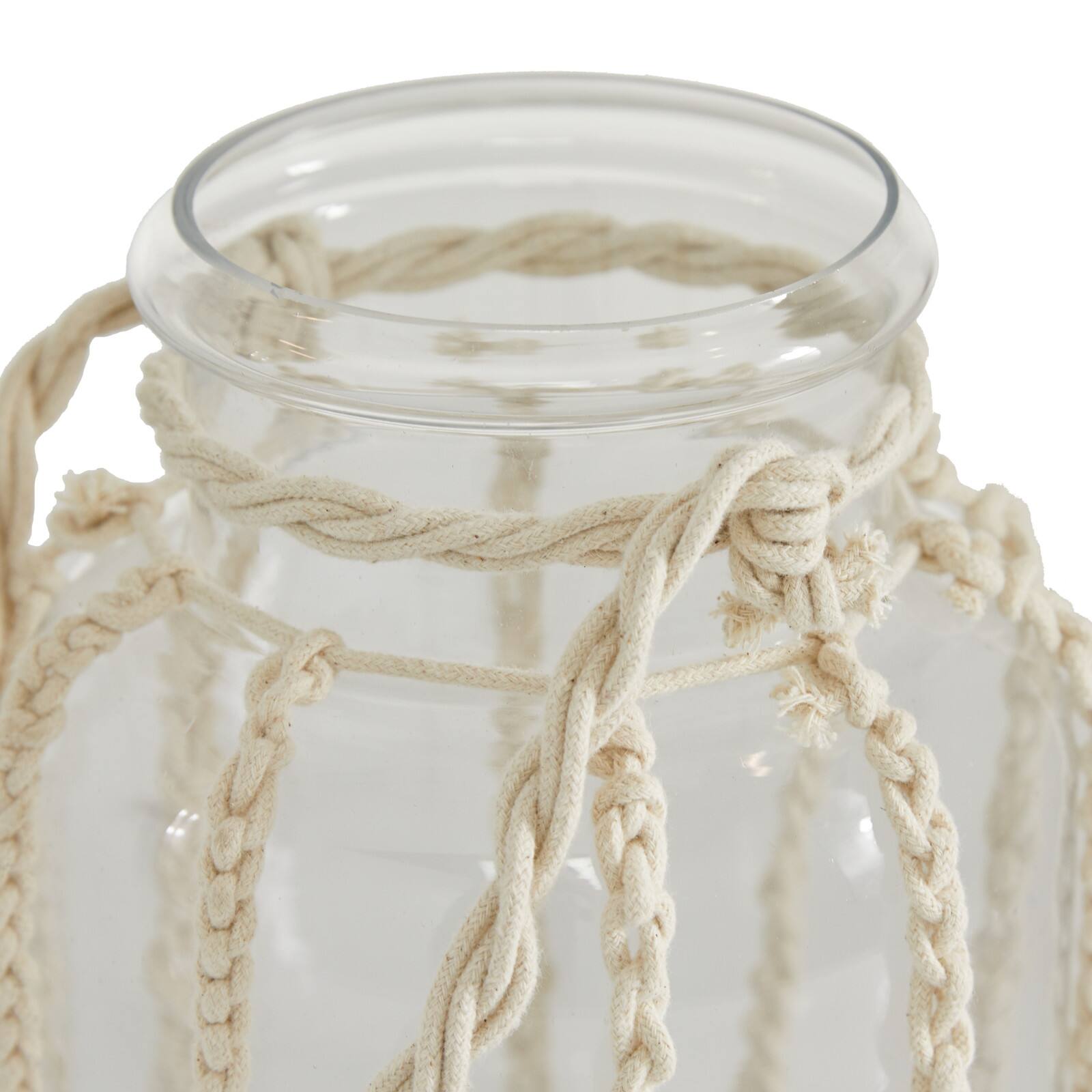 White Glass Coastal Lantern, 8" x 8" x 7"