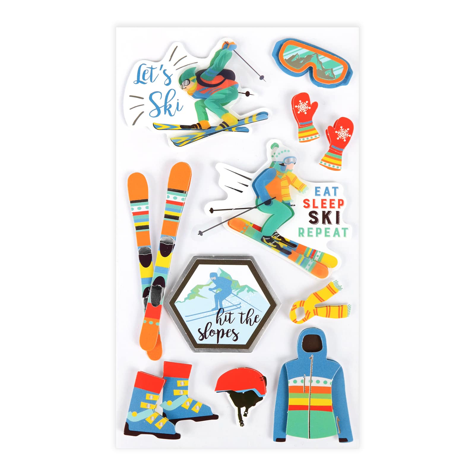 12 Pack: Let's Ski Stickers by Recollections™