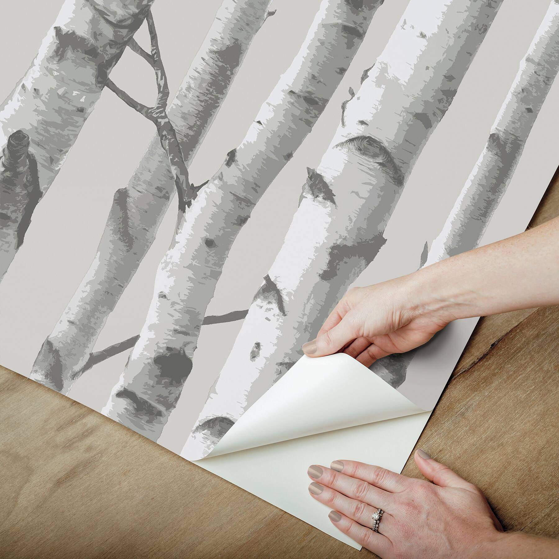 InHome Birch Forest Gray Peel & Stick Wallpaper