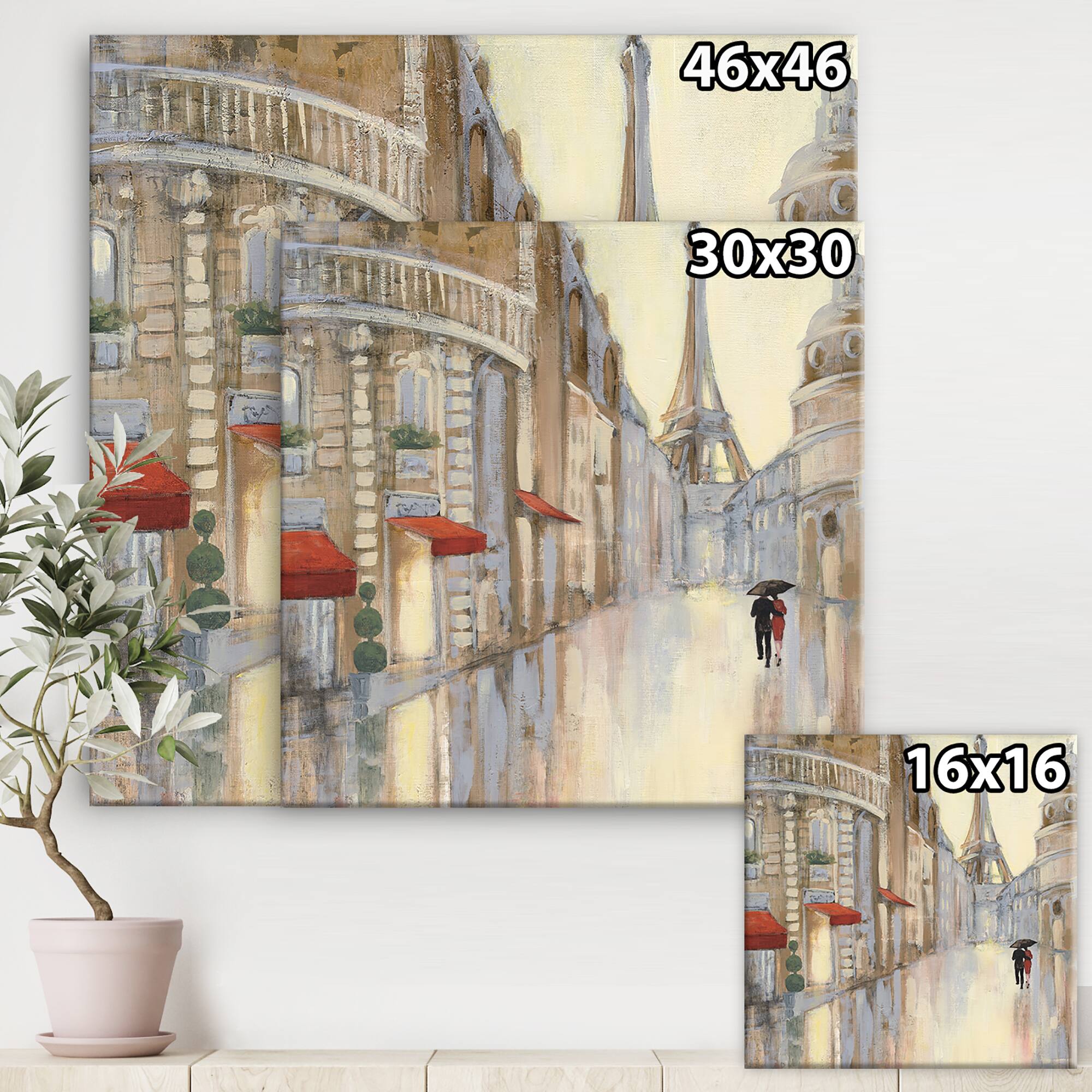 Designart - Love in Paris III - Romantic French Country Premium Canvas Wall Art