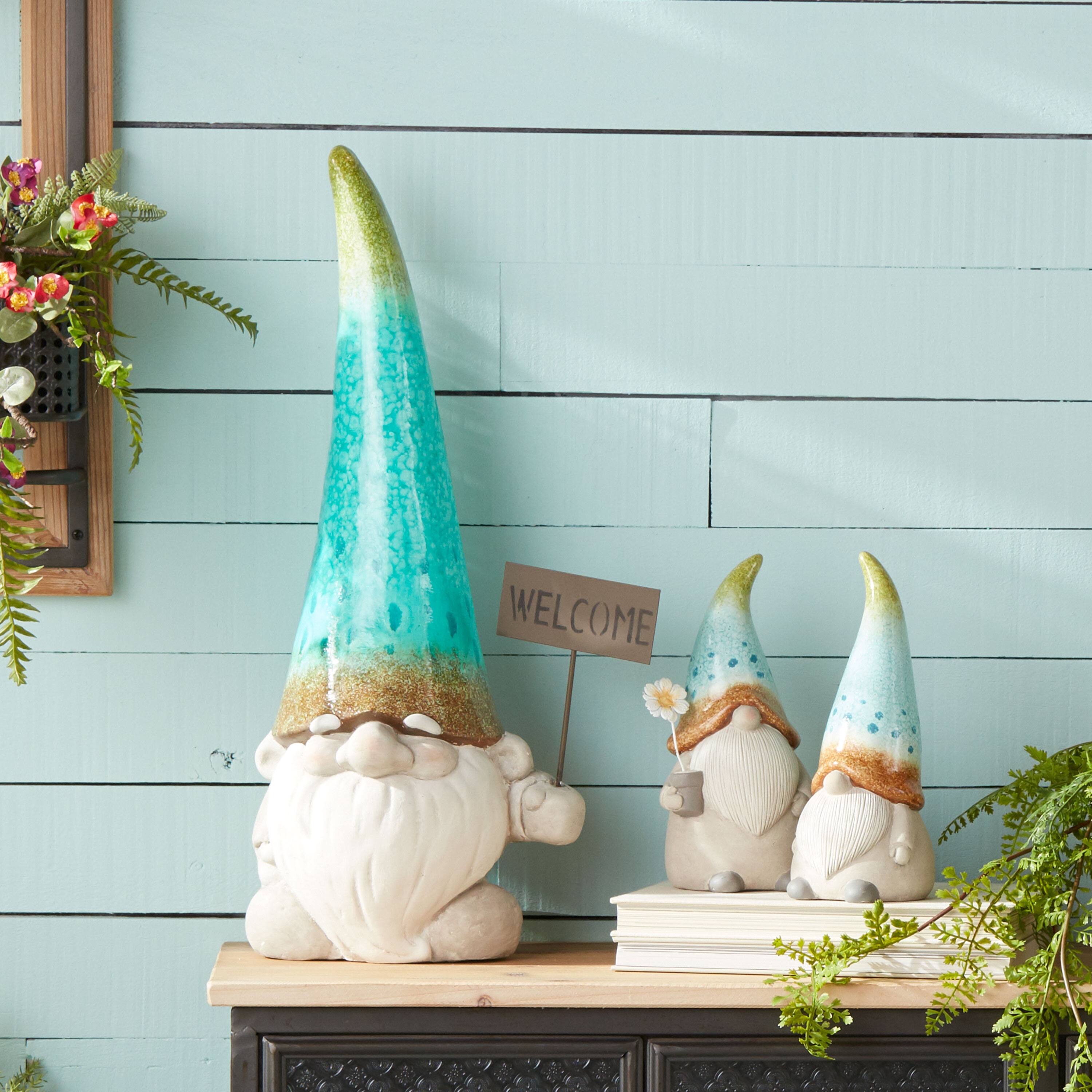24&#x22; Garden Gnome with Welcome Sign Statue