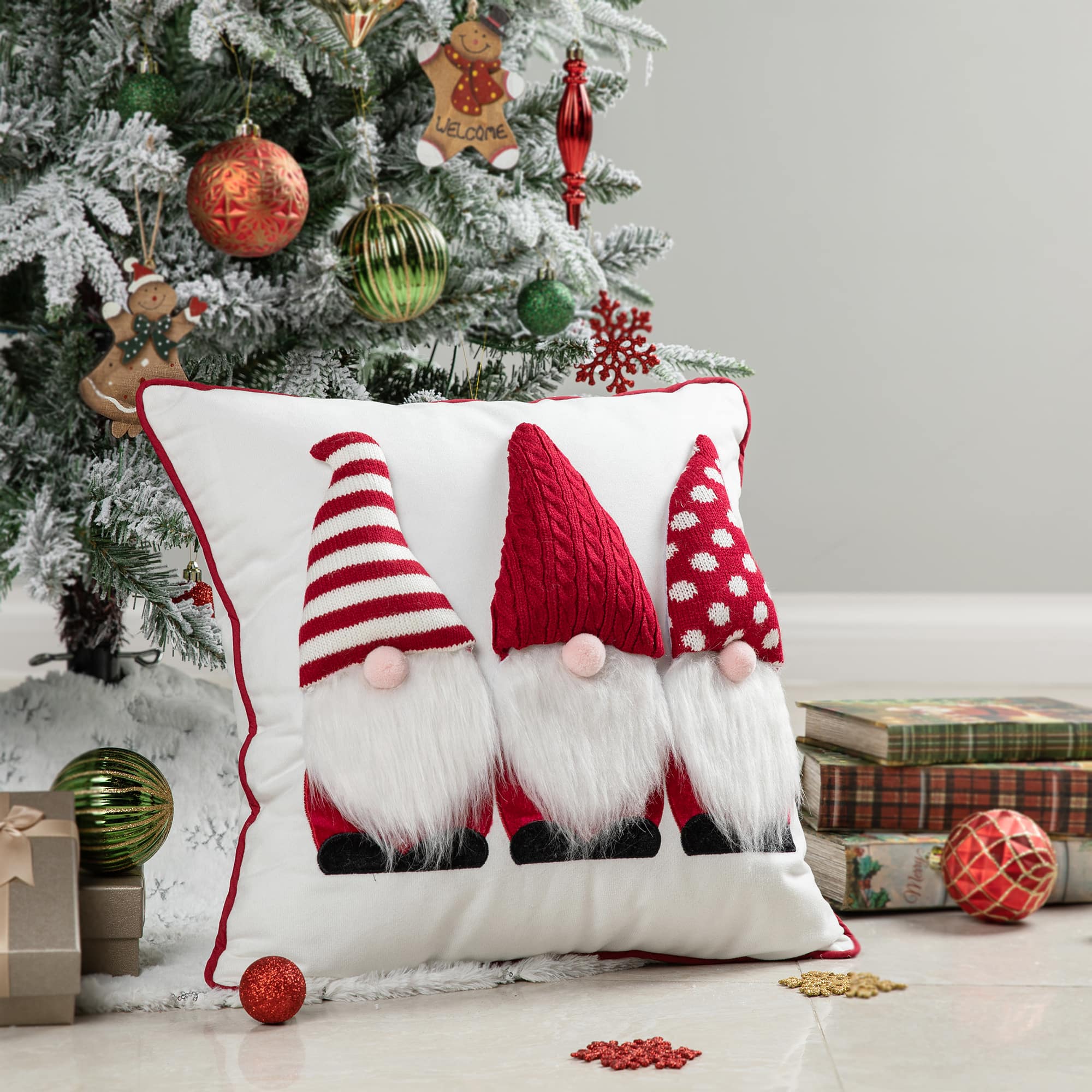 Glitzhome® 3D Heavy Knitted Gnome Pillow