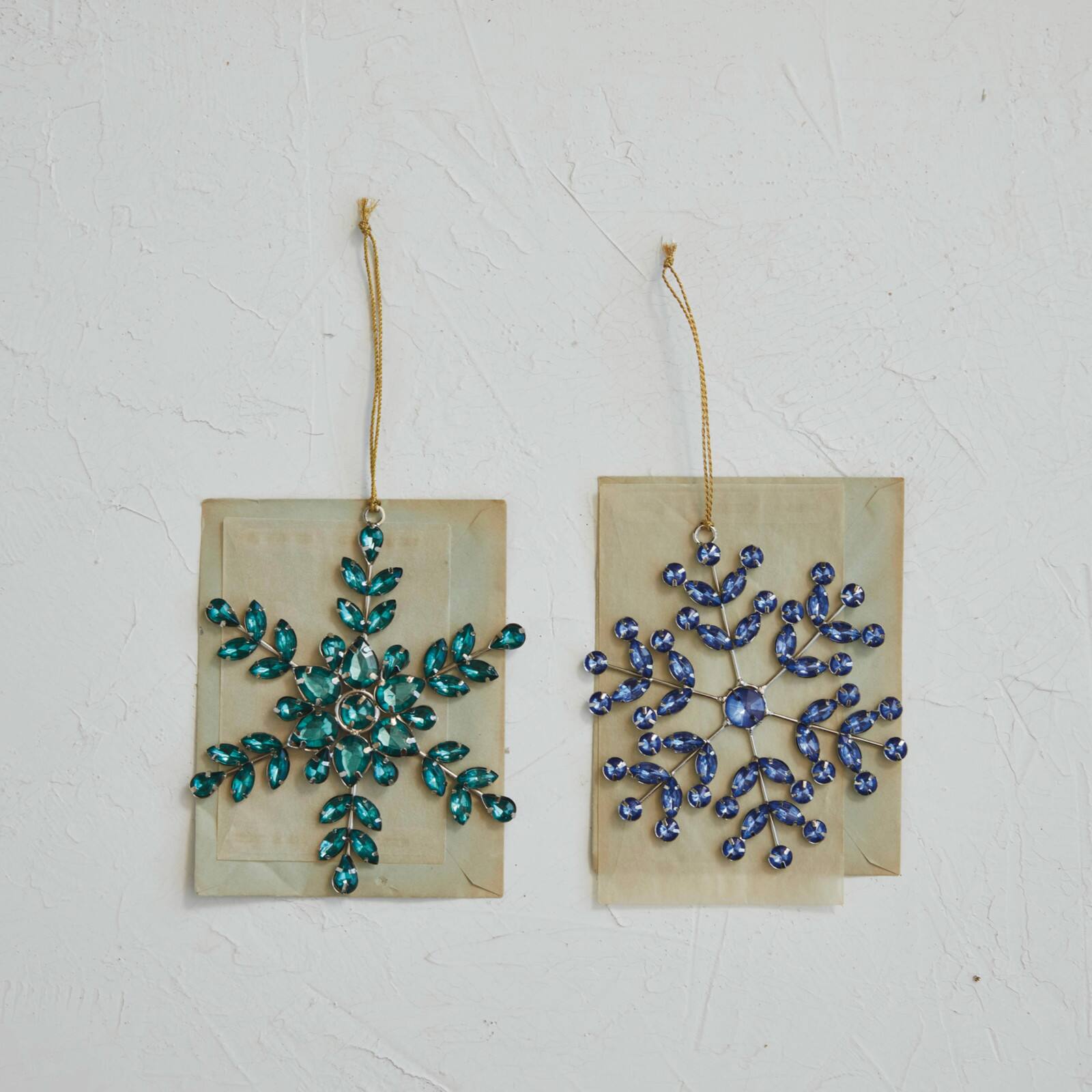 Hello Honey® 5.25" Blue Acrylic Jewel & Metal Snowflake Ornament Set