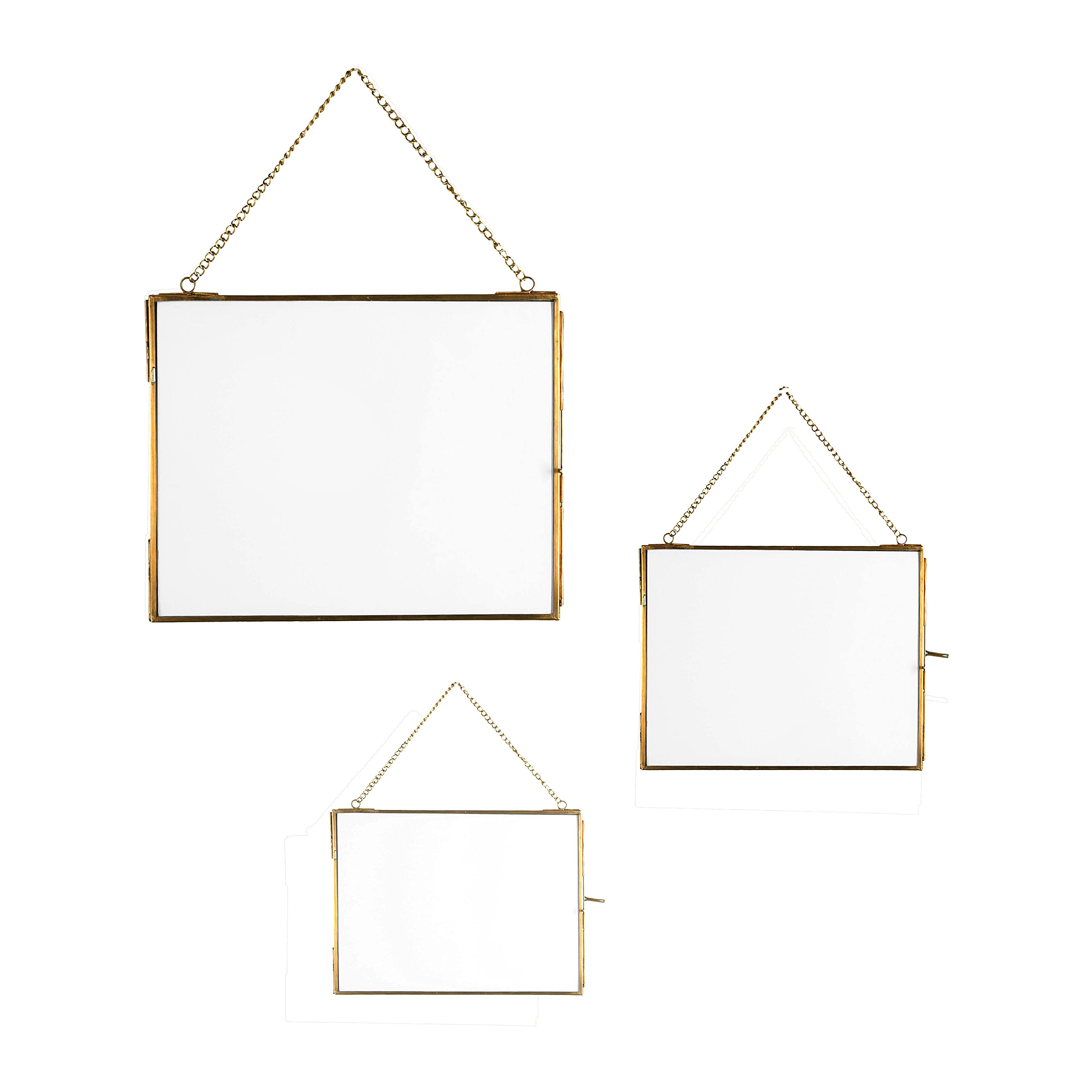 3 Pack Gold Brass Hanging Photo Frame