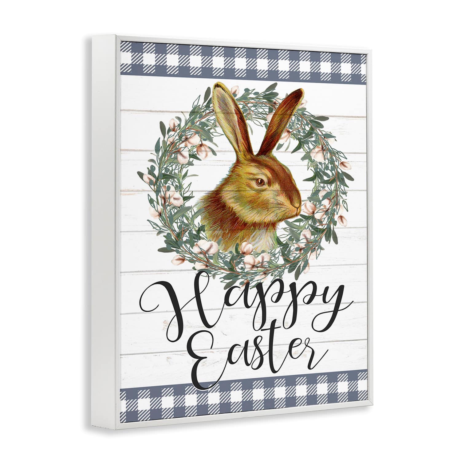 Stupell Industries Easter Bunny Wreath Phrase Framed Giclee Art