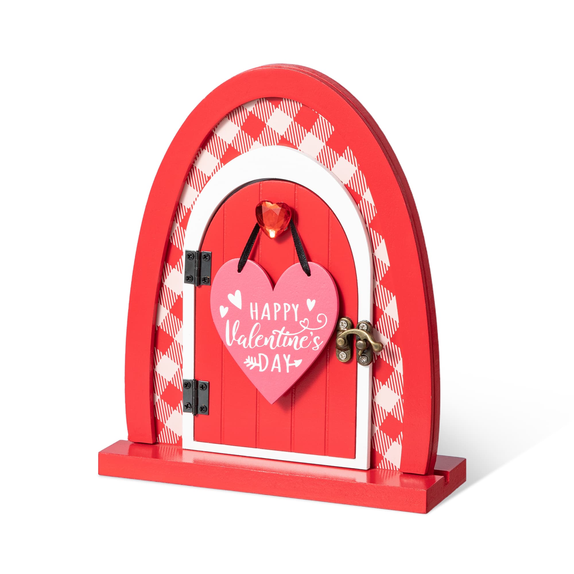 Glitzhome® 8.5" Valentine's Wooden Door-Shaped Photo Frame Table Décor