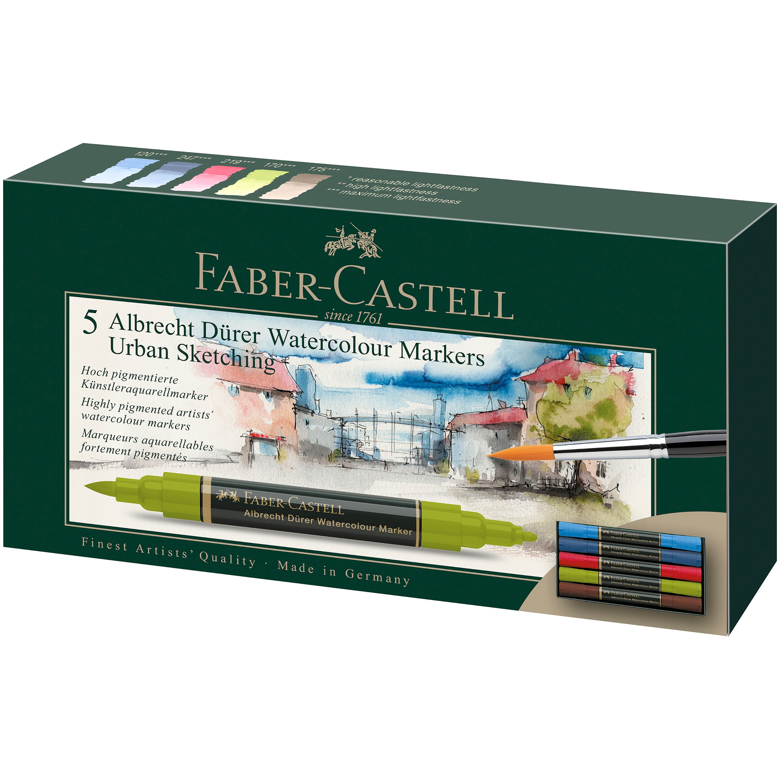 Faber-Castell&#xAE; Arbrecht D&#xFC;rer 5-Piece Watercolor Marker Set