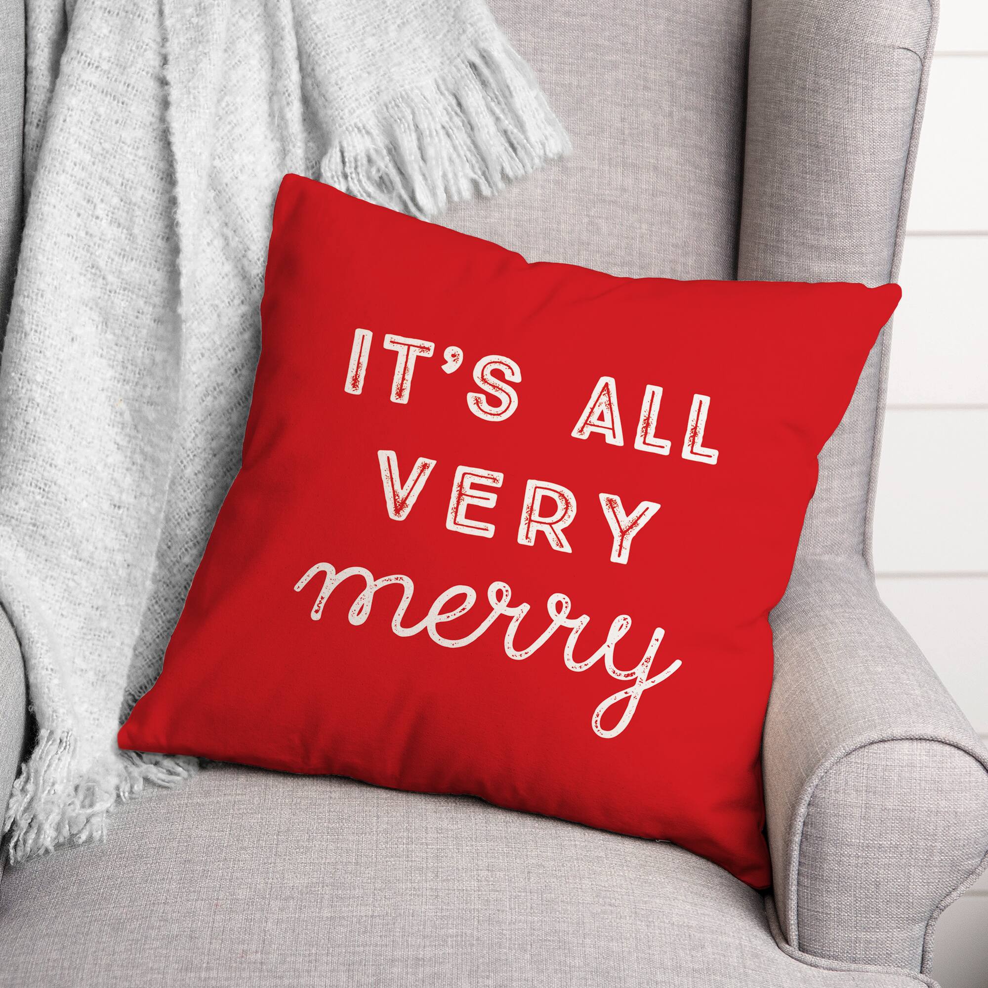 It&#x27;s All Very Merry 18&#x22; x 18&#x22; Spun Poly Pillow