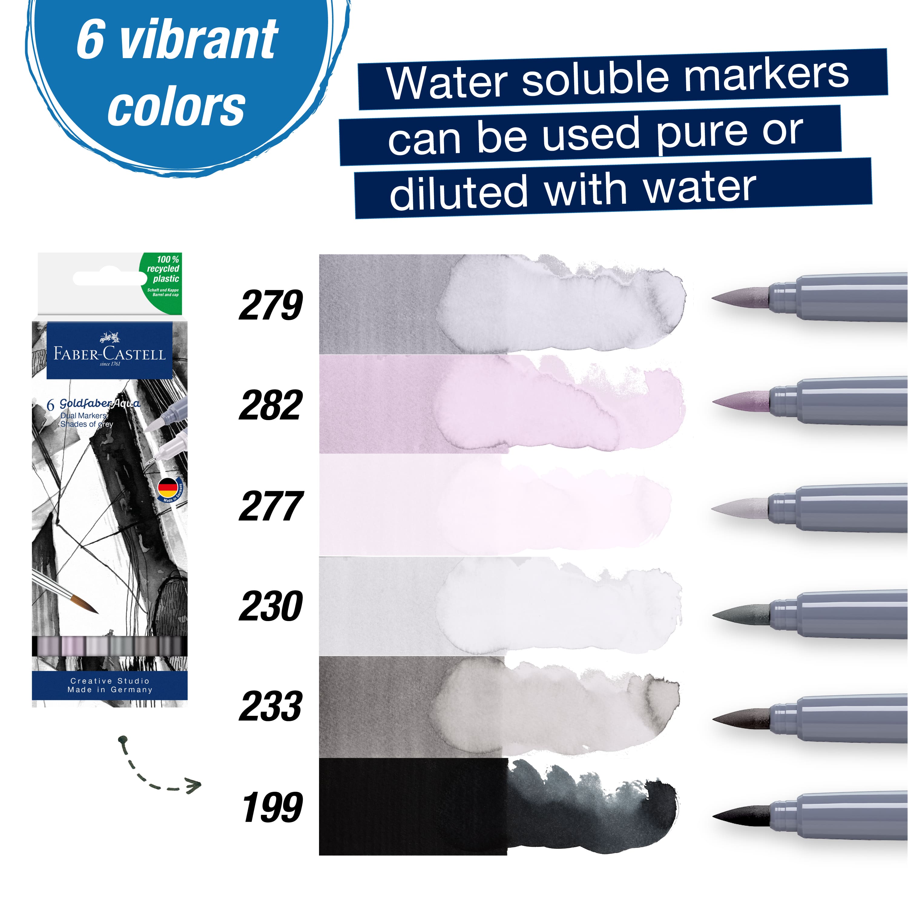 Faber-Castell&#xAE; Goldfaber Aqua Shades of Gray Dual-Tip Marker Set