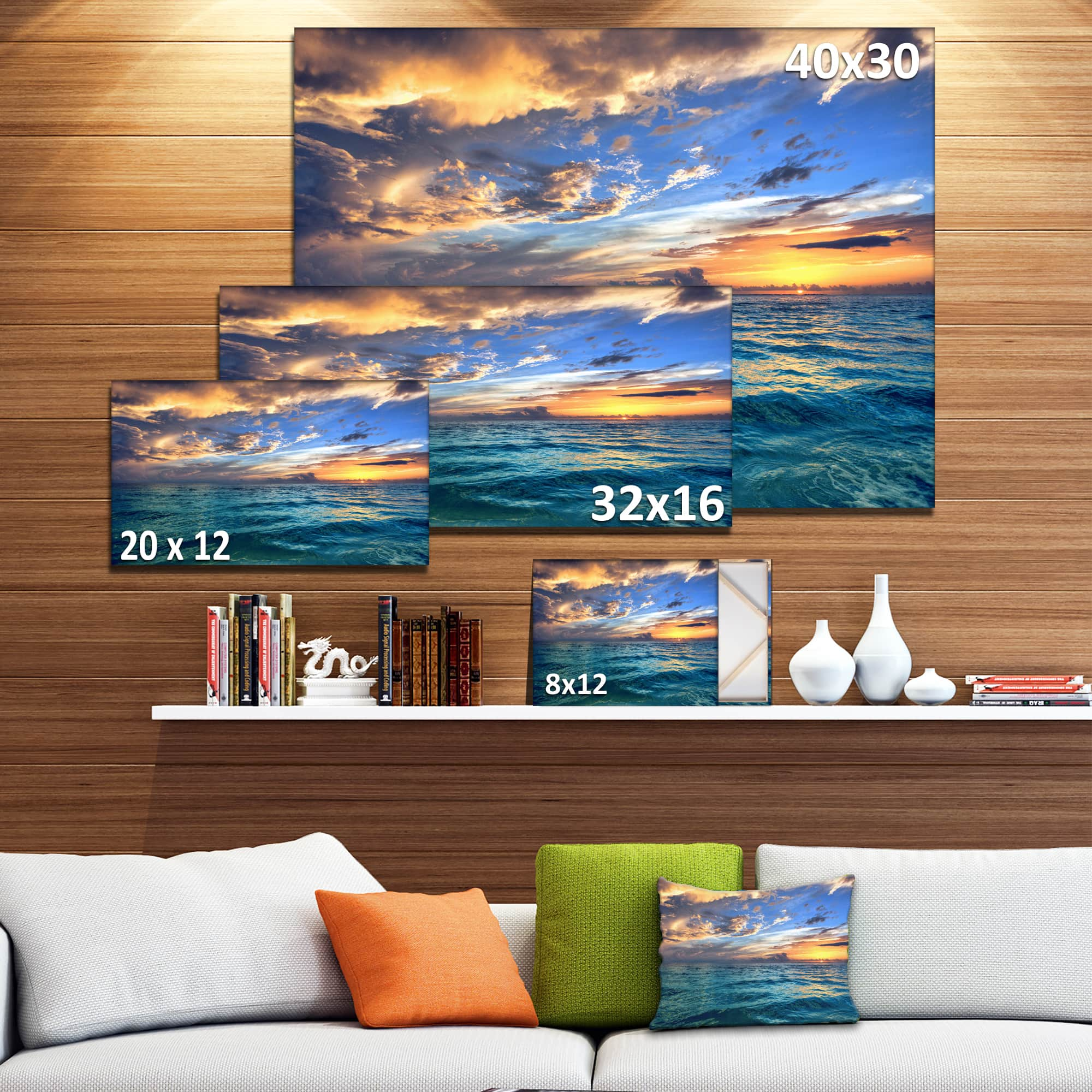 Designart - Exotic Tropical Beach at Sunset - Modern Seashore Canvas Art