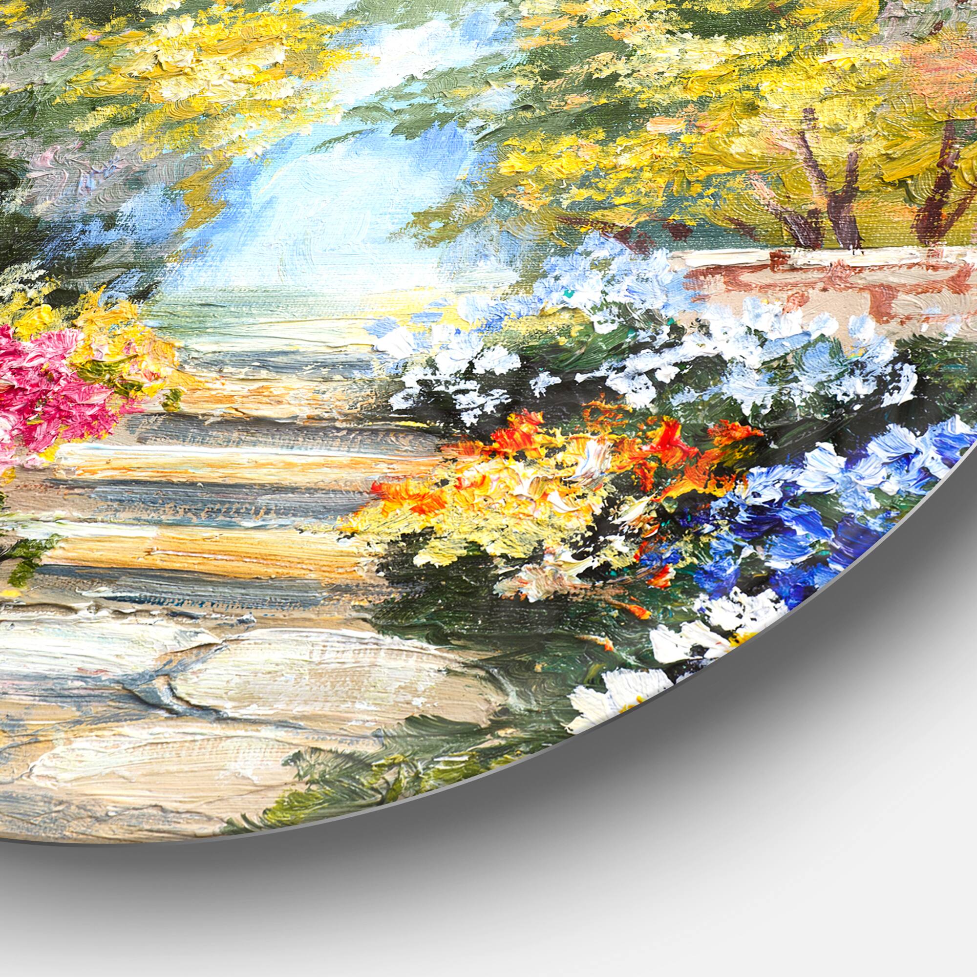 Designart - Summer Forest with Flowers&#x27; Landscape Metal Circle Wall Art