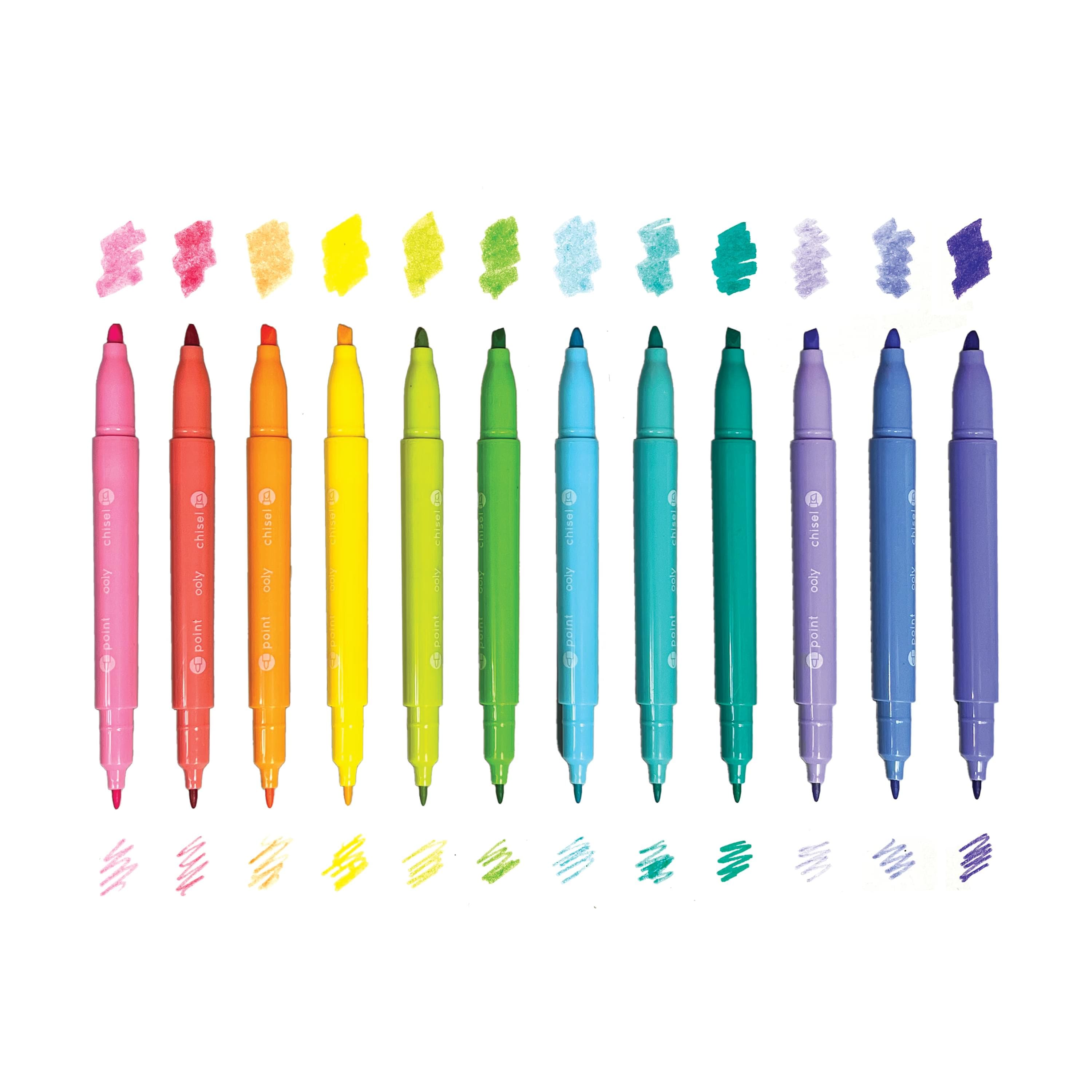 OOLY Pastel Hues 12-Color Soft-Hued Dual Tip Marker Set
