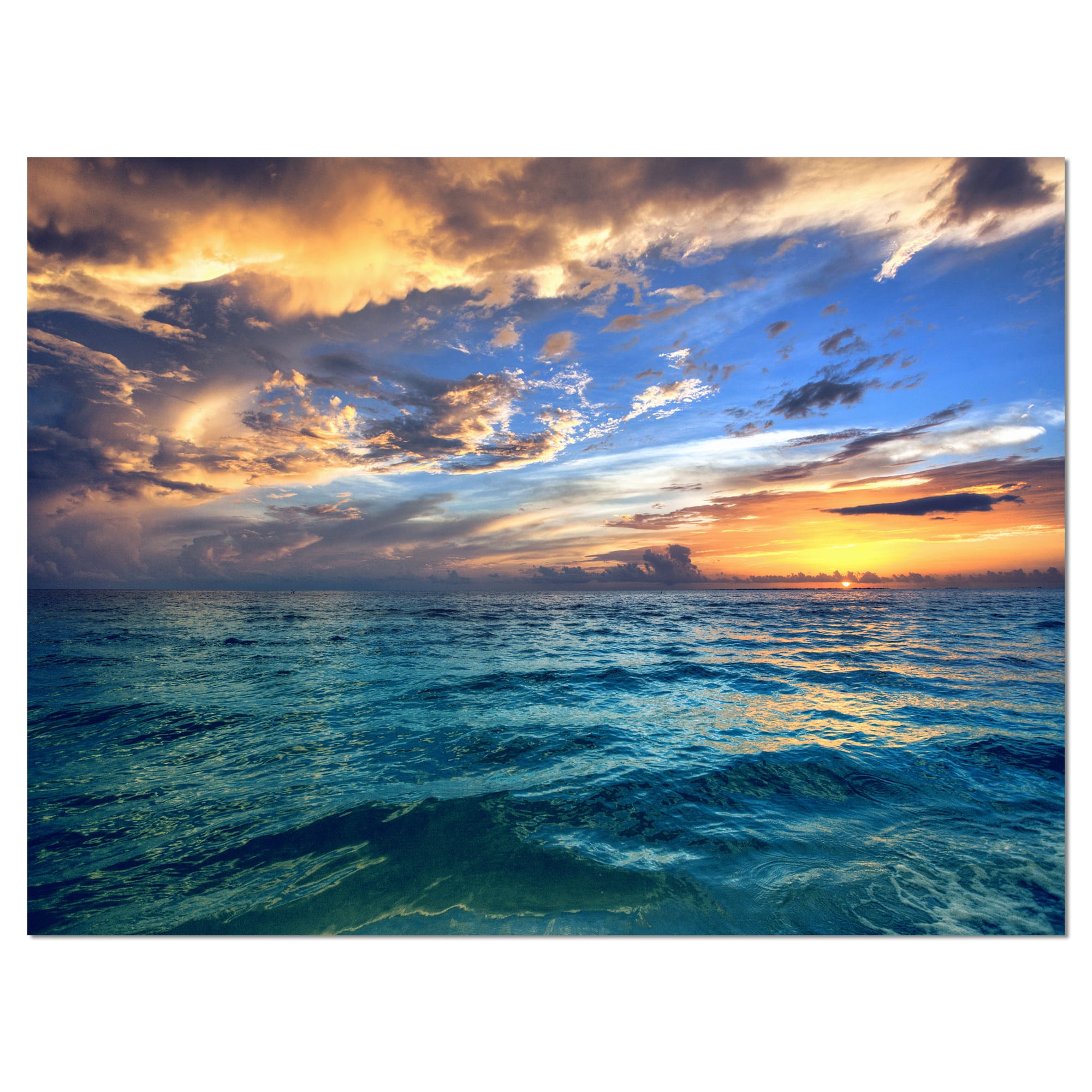 Designart - Exotic Tropical Beach at Sunset - Modern Seashore Canvas Art