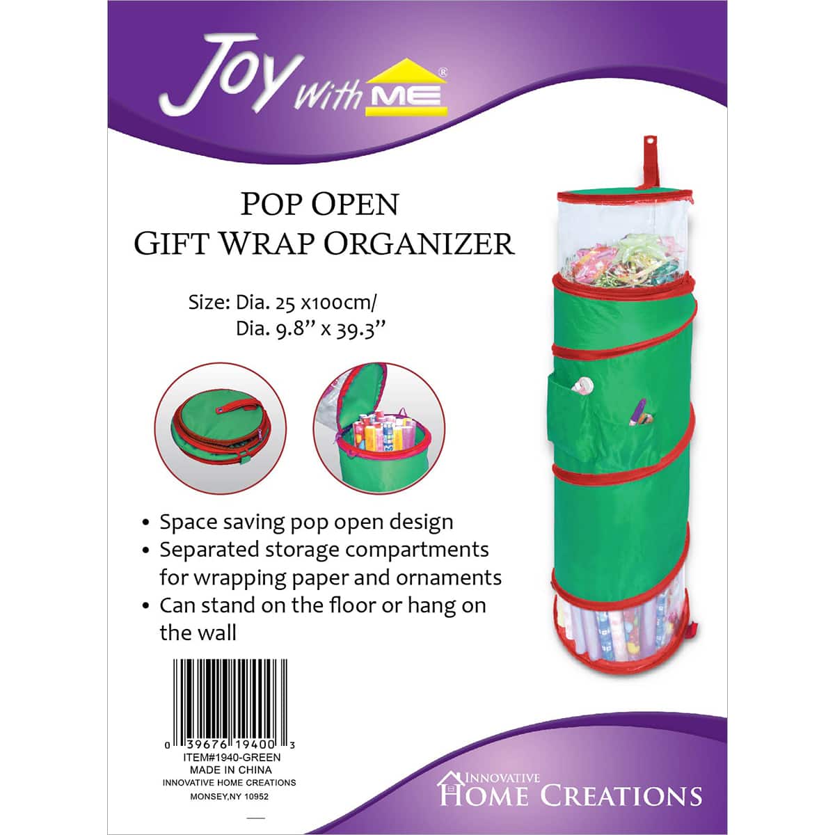 Innovative Home Creations Pop Open Gift Wrap Organizer