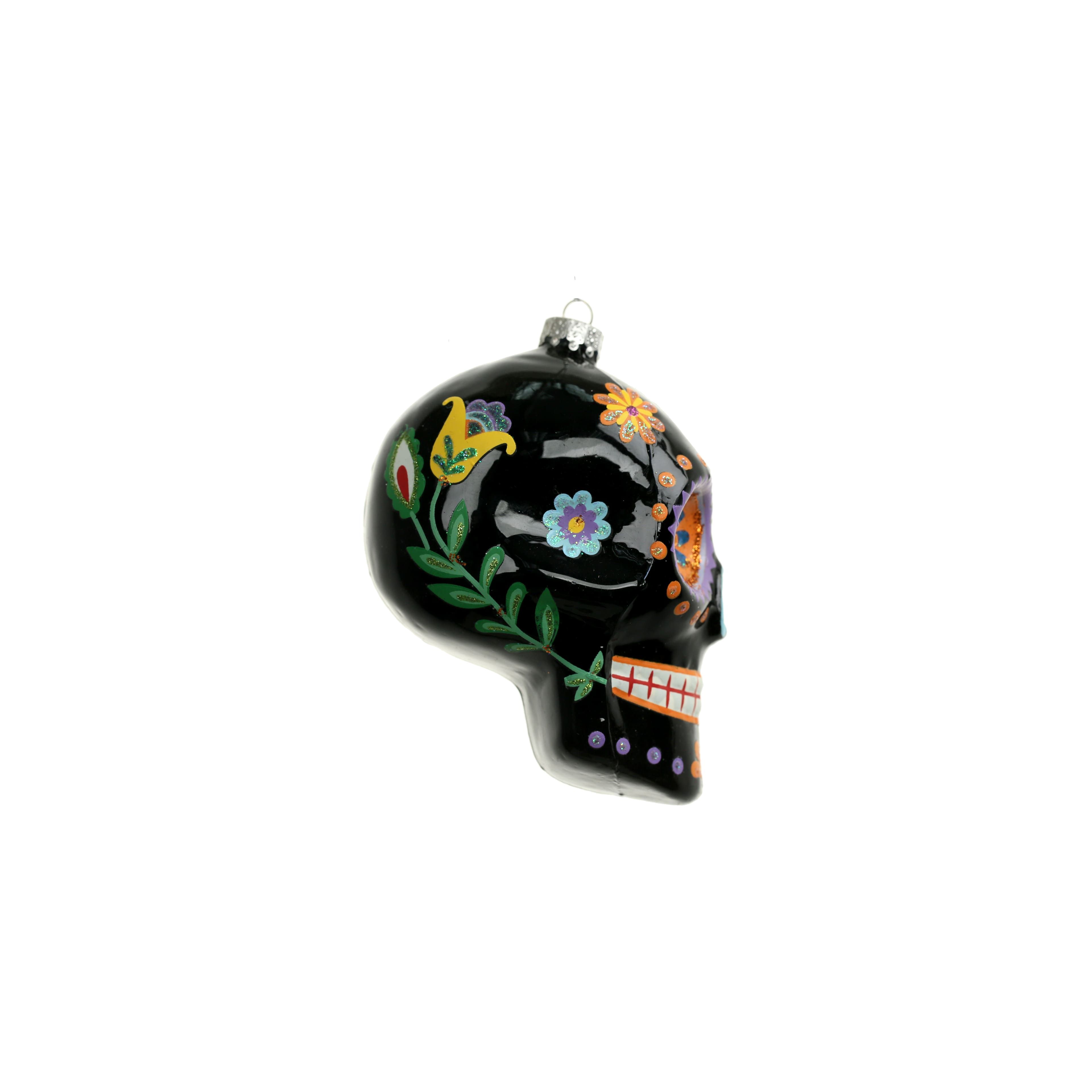 3.75&#x22; Black Sugar Skull Glass Ornament by Ashland&#xAE;