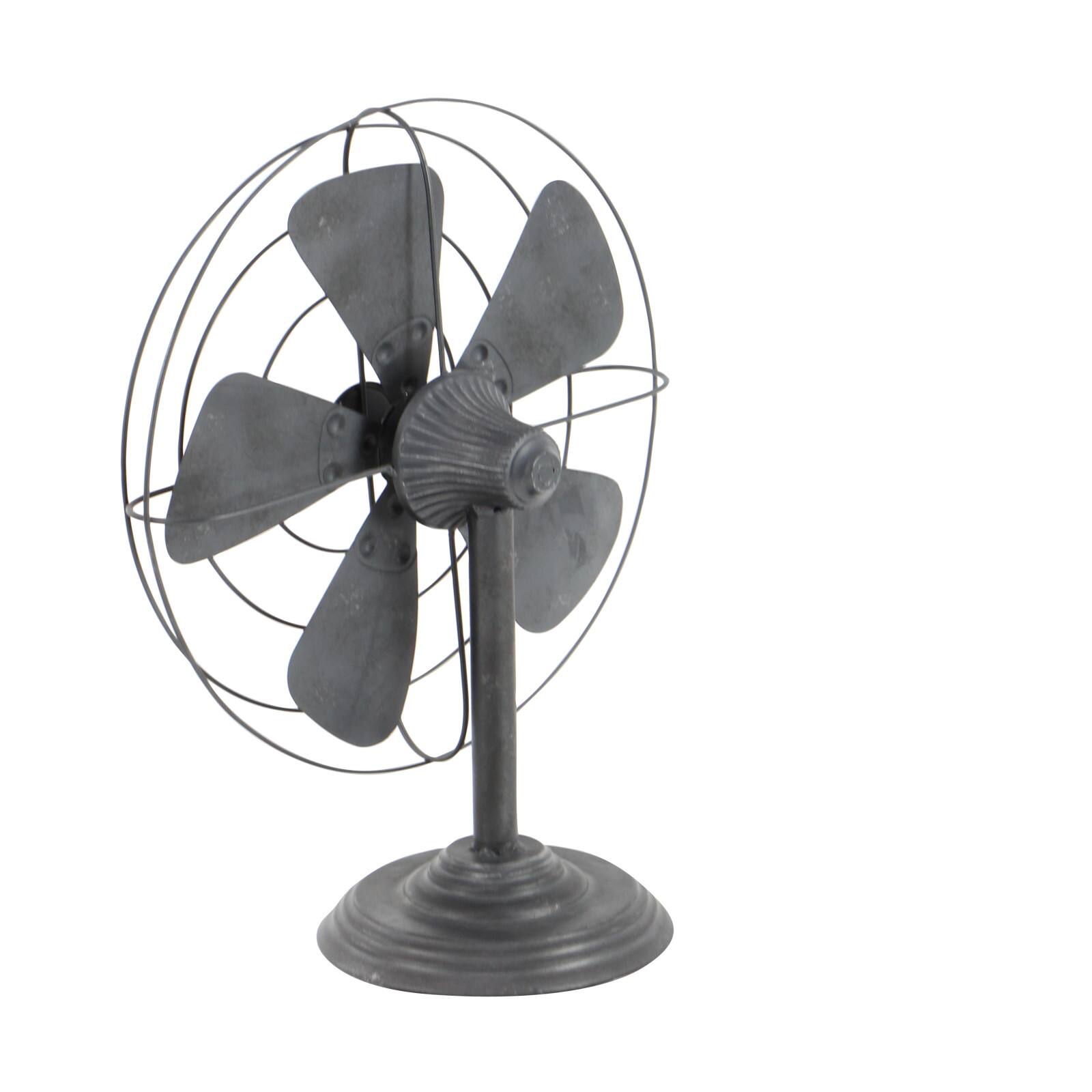 18&#x22; Black Metal Fan Vintage Sculpture
