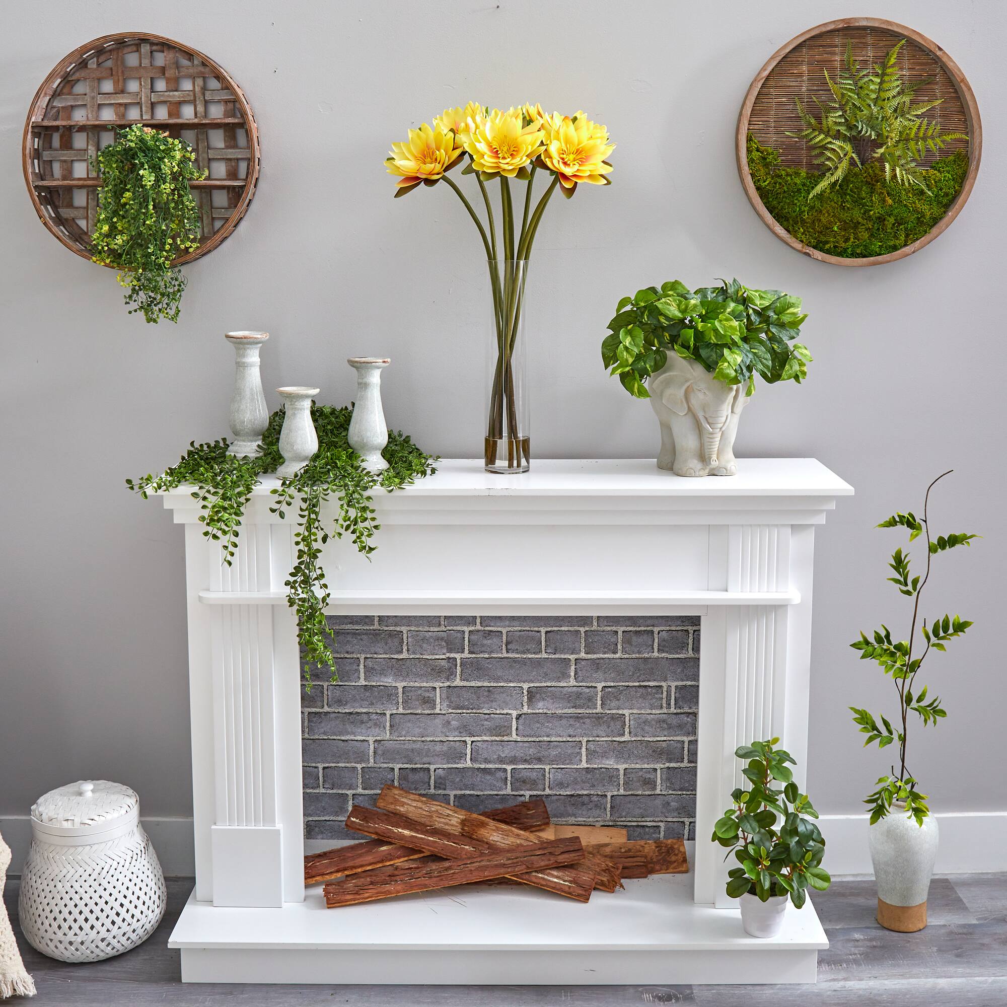 2.5ft. Yellow Lotus Arrangement in Cylinder Vase
