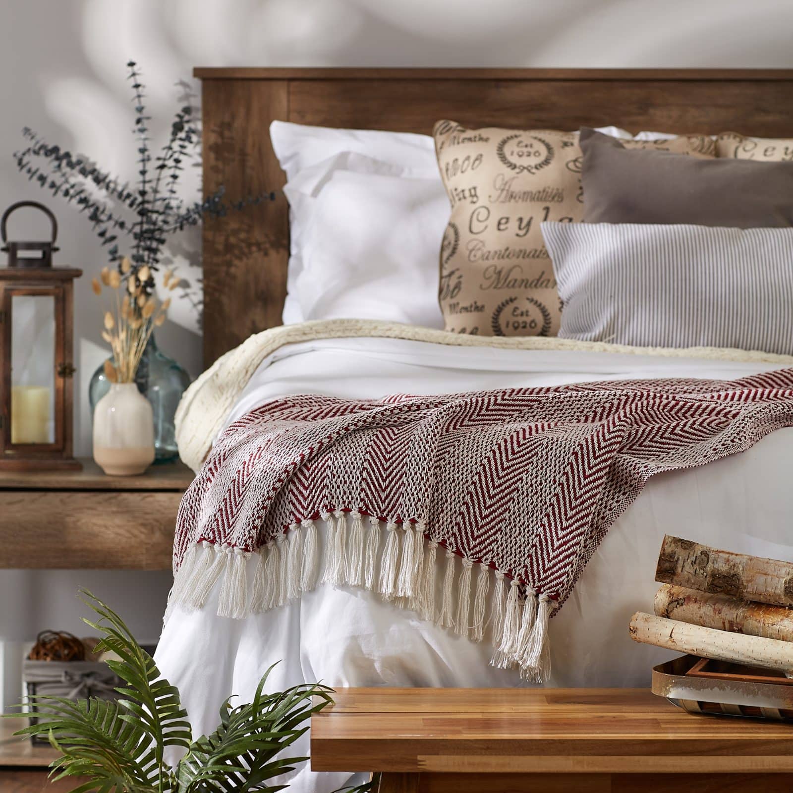 DII&#xAE; Barn Red Herringbone Stripe Throw