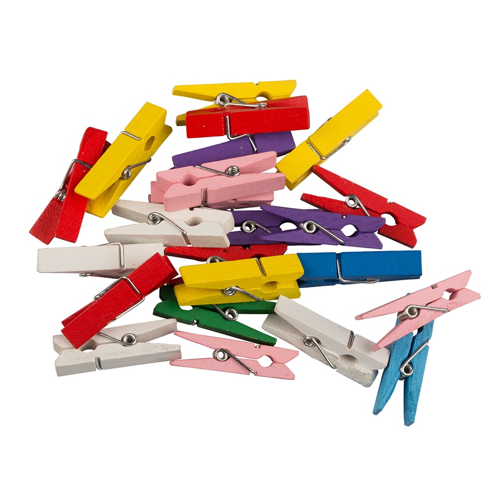 JAM Paper 1.5&#x22; Colorful Wood Clip Clothespins, 24ct.