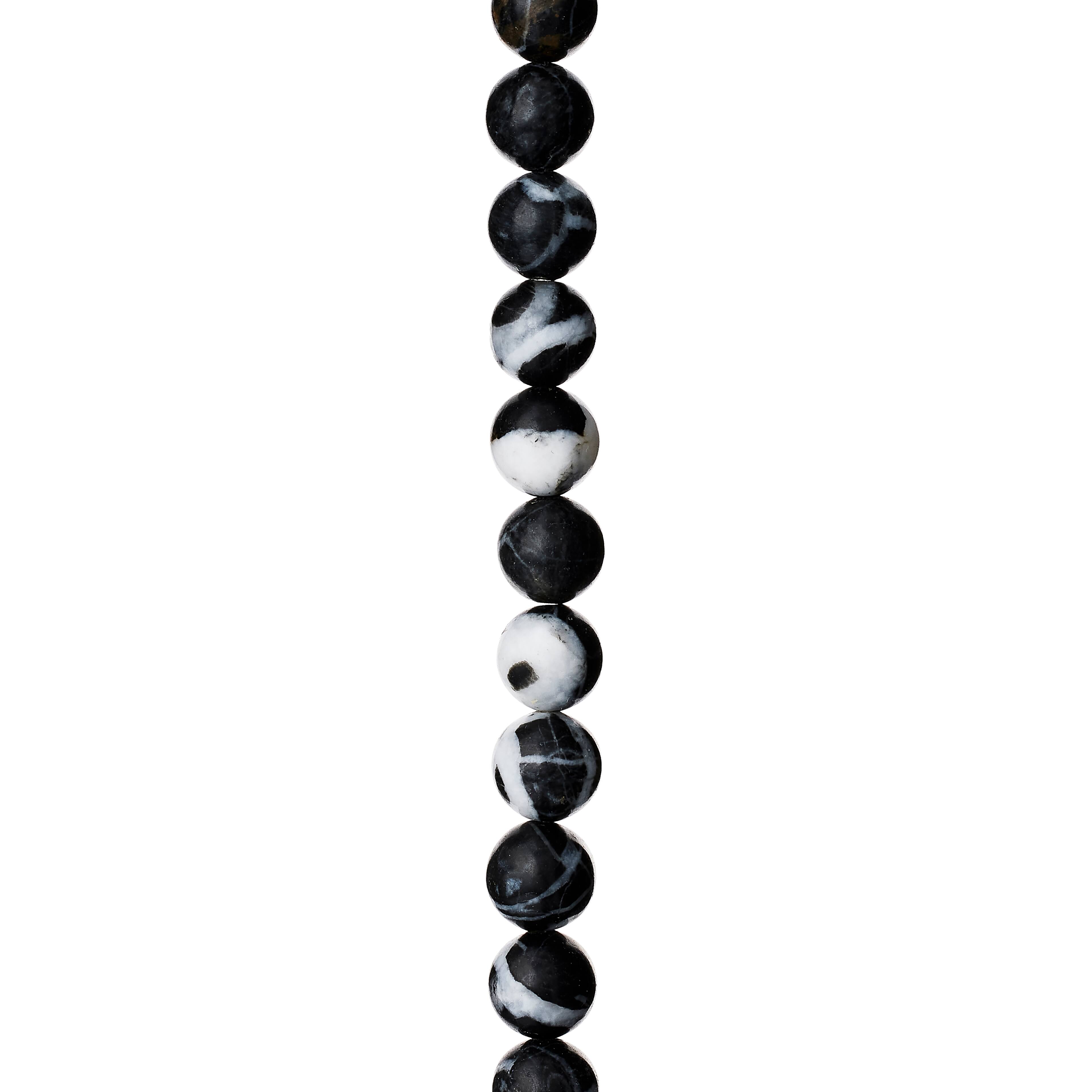 12 Pack: Black & White Zebra Stone Round Beads, 8mm by Bead Landing™
