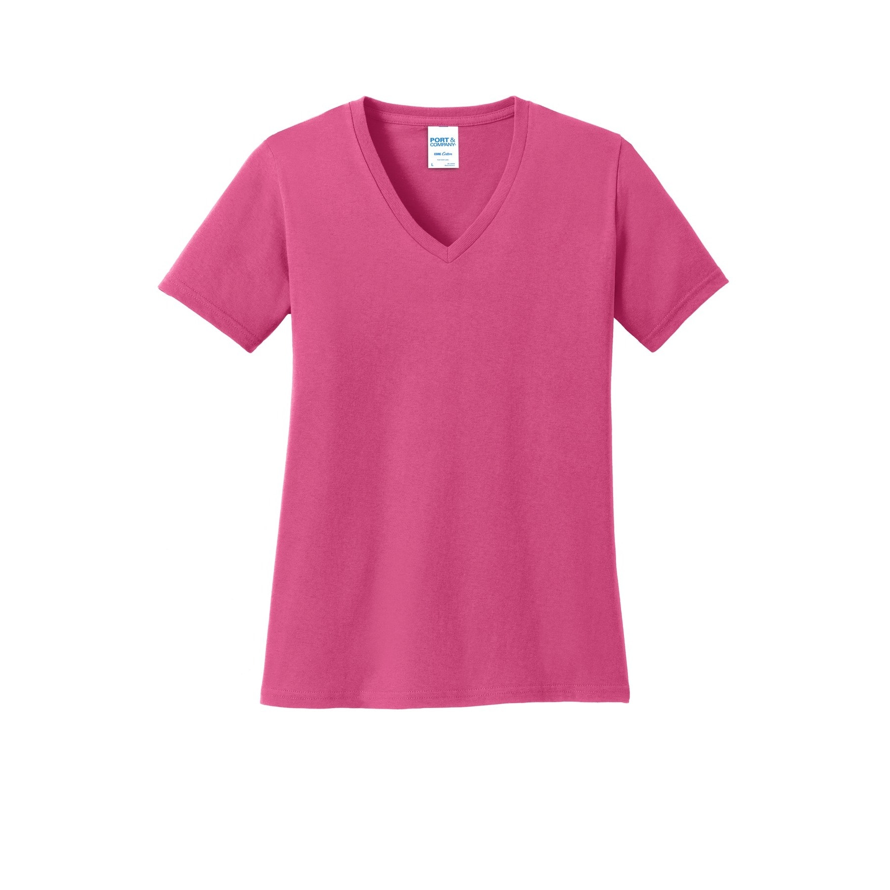Port & Company® Brights Core Cotton V-Neck Ladies T-Shirt
