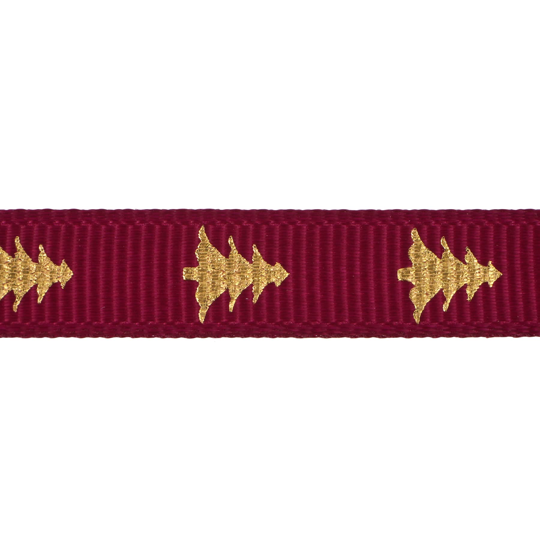 3/8&#x22; x 12ft. Gold Tree on Burgundy Ribbon by Celebrate It&#xAE; Christmas
