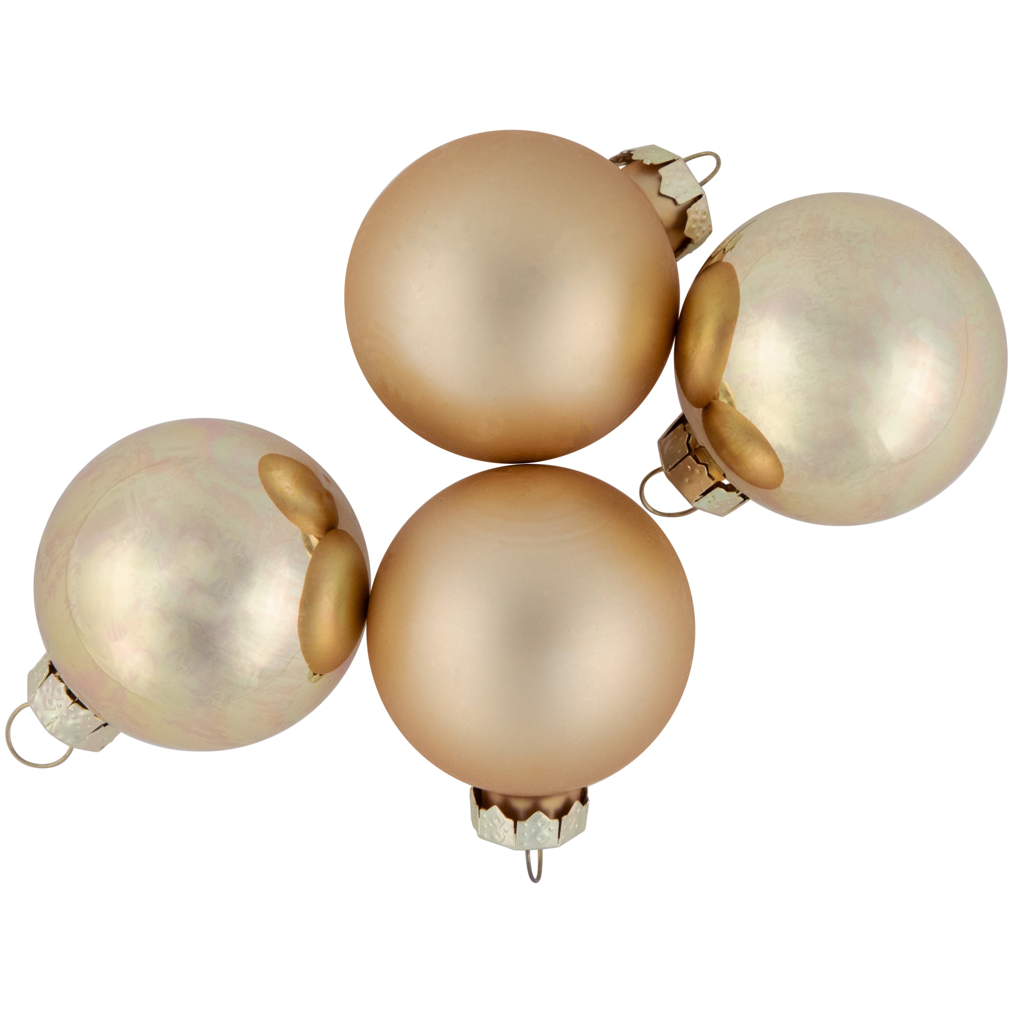 10ct. 1.75&#x22; Champagne Gold Shiny and Matte Glass Christmas Ball Ornaments