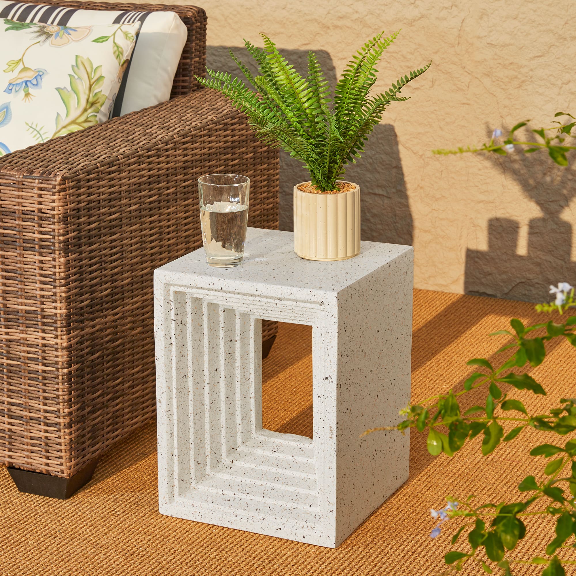 Glitzhome&#xAE; 17&#x22; Faux Terrazzo Square Garden Stool