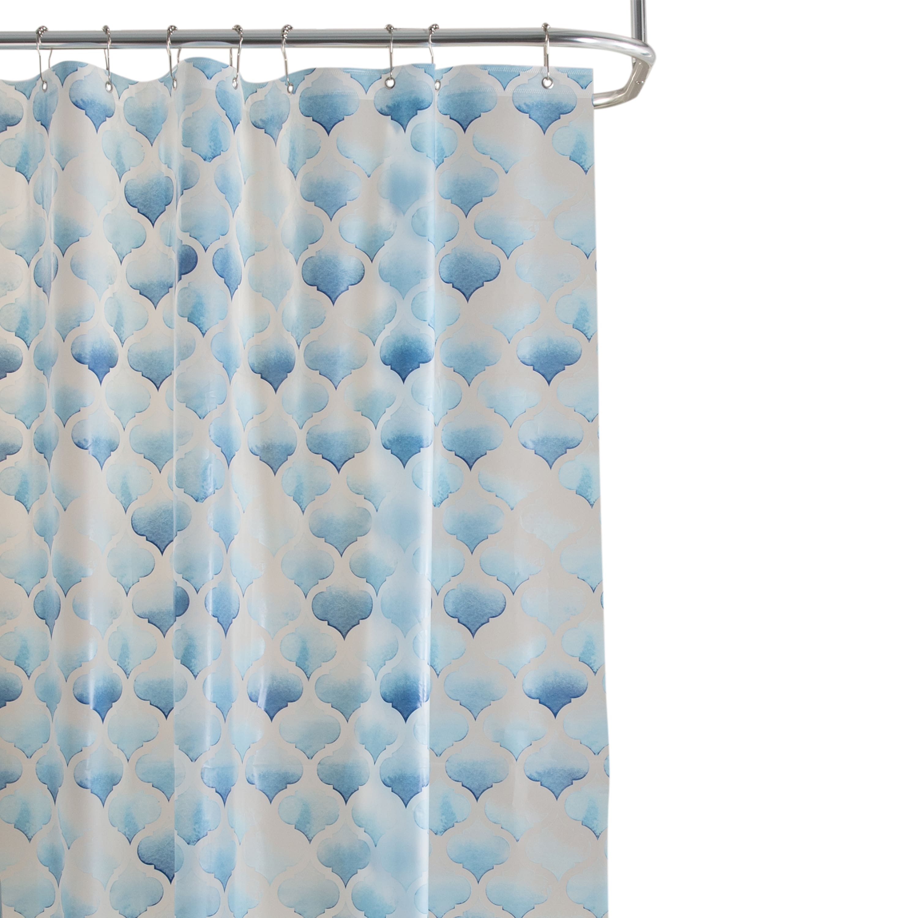 Bath Bliss Blue Scale Design PEVA Shower Curtain