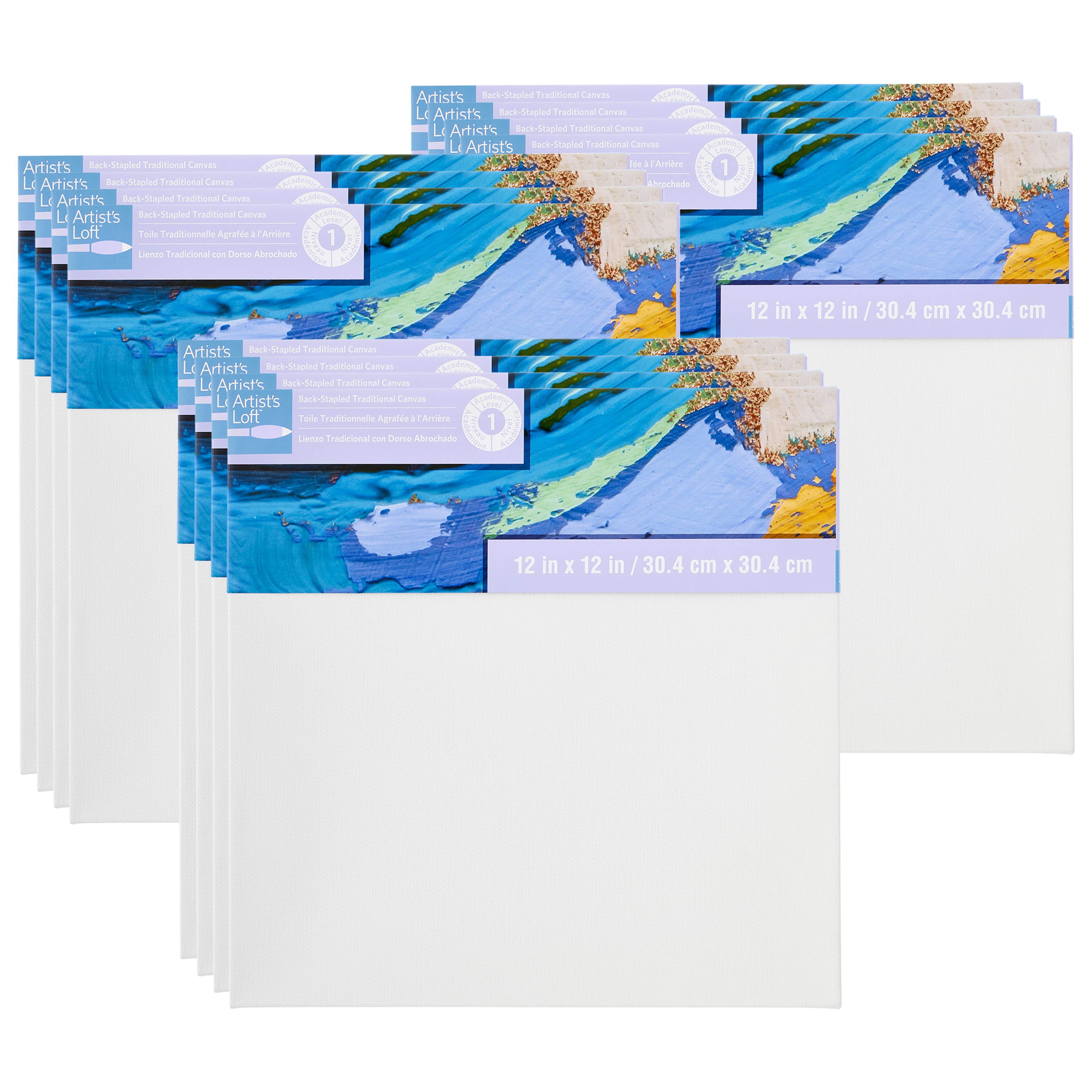 12 Pack: Level 1 Back Stapled Traditional Canvas by Artist's Loft™