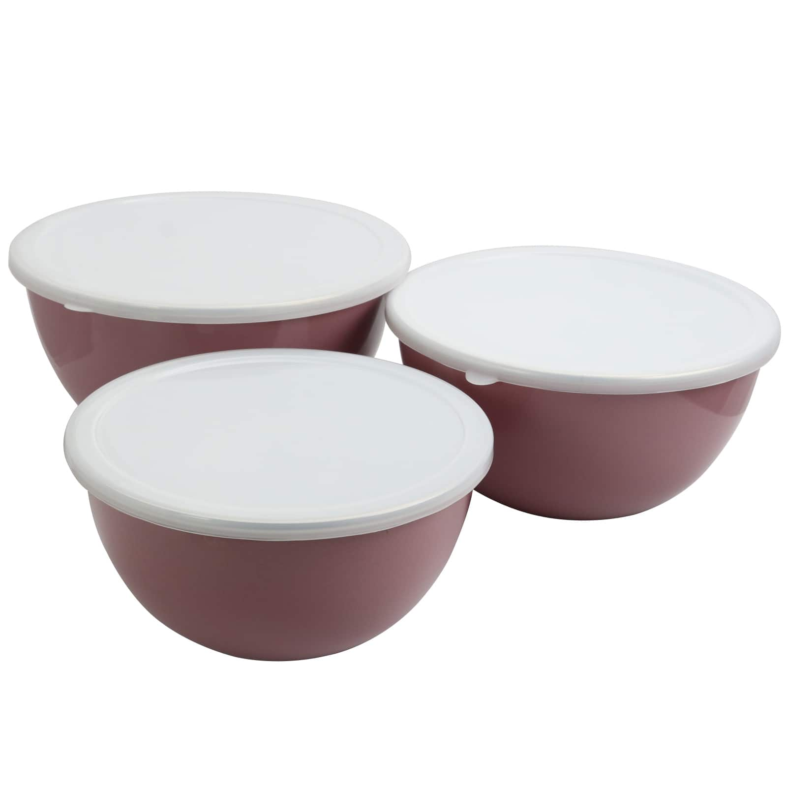 Gibson Home&#xAE; Plaza Cafe Lavender 3-Piece Stackable Nesting Mixing Bowl Set with Lids