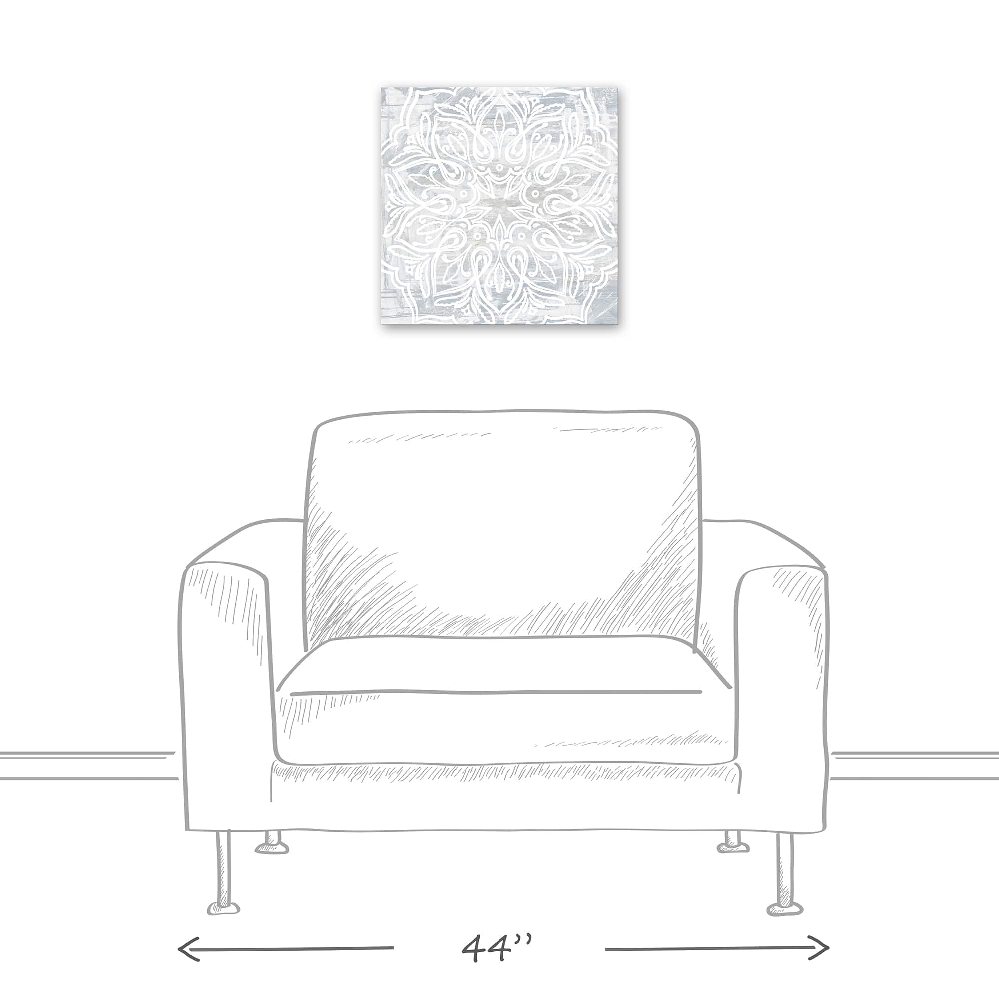 White Textured Medallion III 16" x 16" Canvas Wall Art