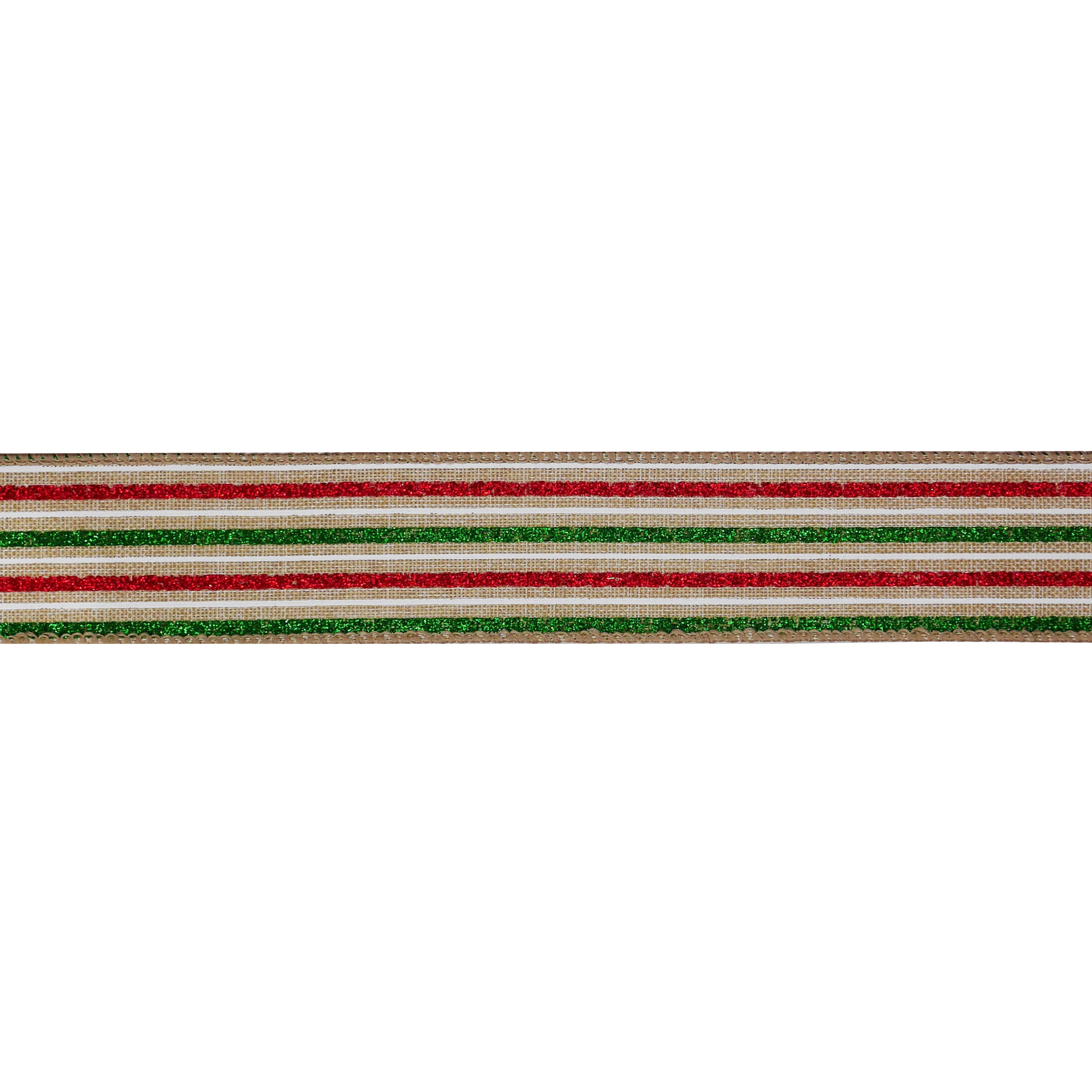 1.5&#x22; x 30ft. Red, Green &#x26; White Stripes Wired Ribbon by Celebrate It&#xAE;