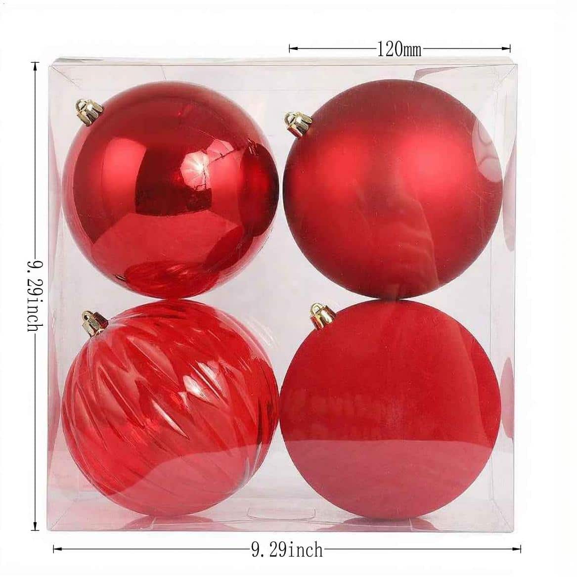 4 Pack 4.7&#x22; Red Mix Shatterproof Ball Ornaments by Ashland&#xAE;