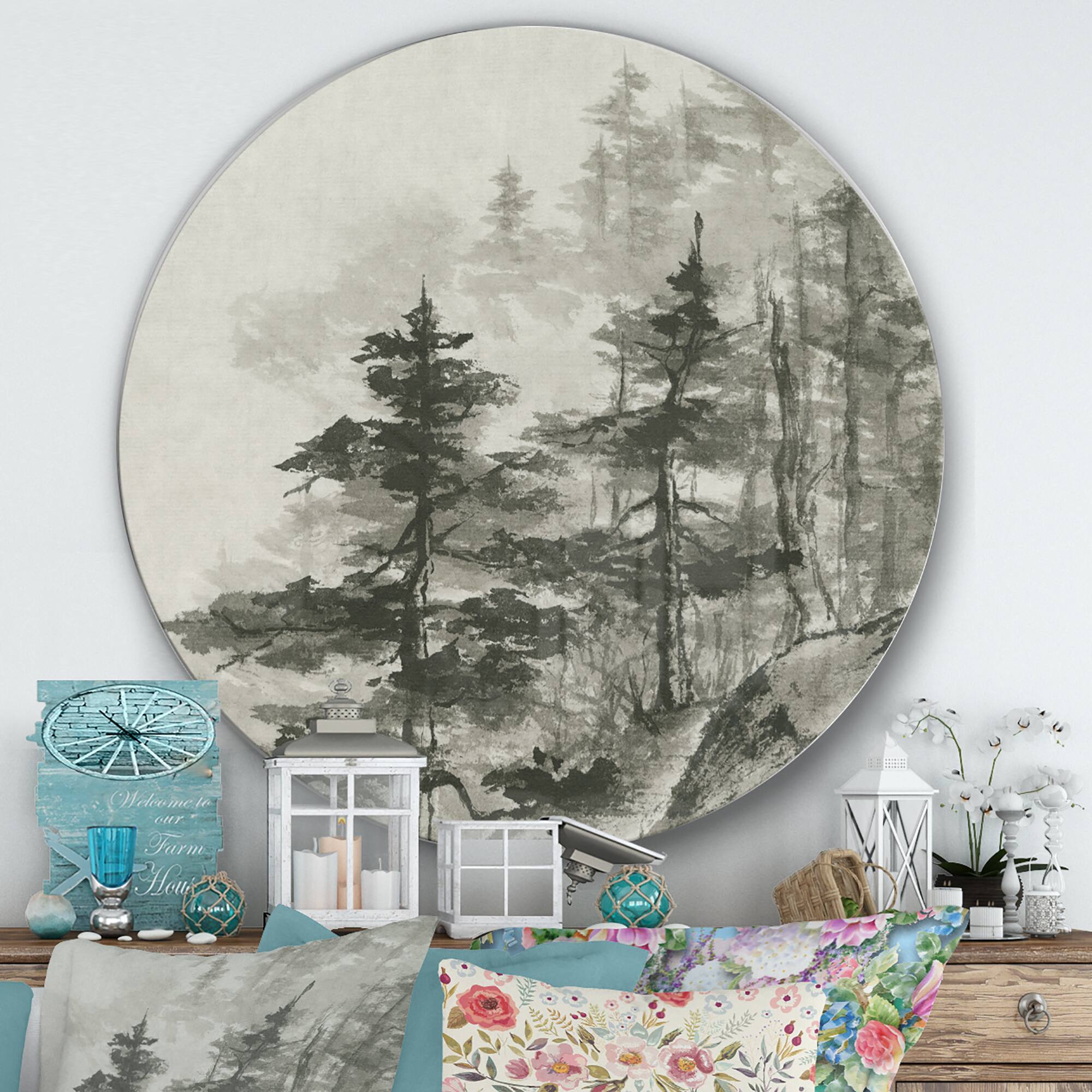 Designart - Asian Forest - Farmhouse Metal Circle Wall Art